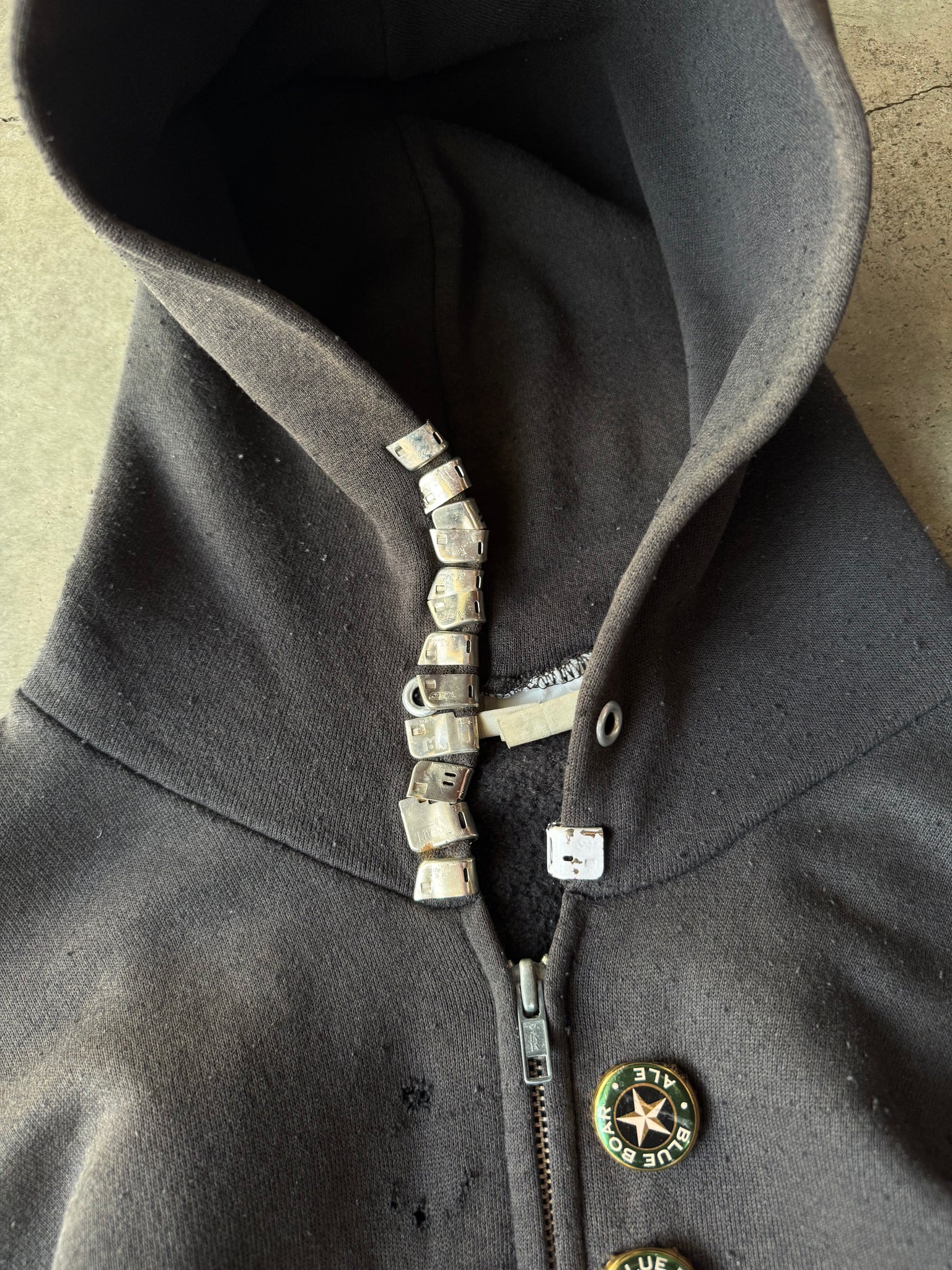 1990S OG CRUST PUNK ZIP UP HOODED SWEATSHIRT