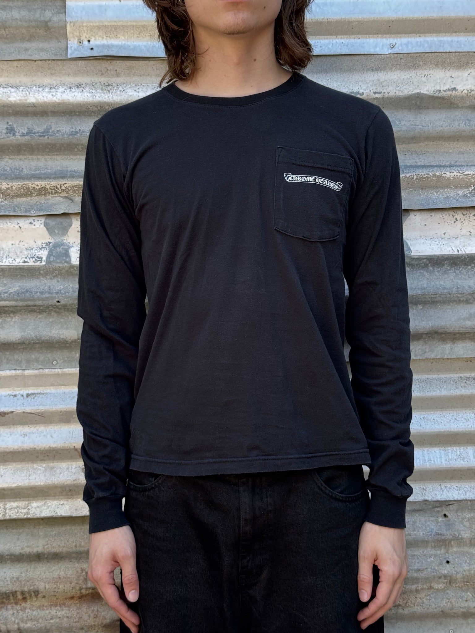 1990S CHROME HEARTS U.S.A BACK LOGO L/S TEE – TWO FOLD 1990S CHROME HEARTS U.S.A BACK LOGO L/S TEE – TWO FOLD