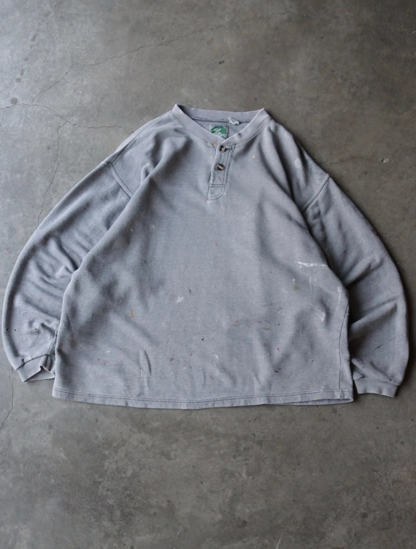 1990S FADED PAINTER 1/4 BUTTON SWEATSHIRT