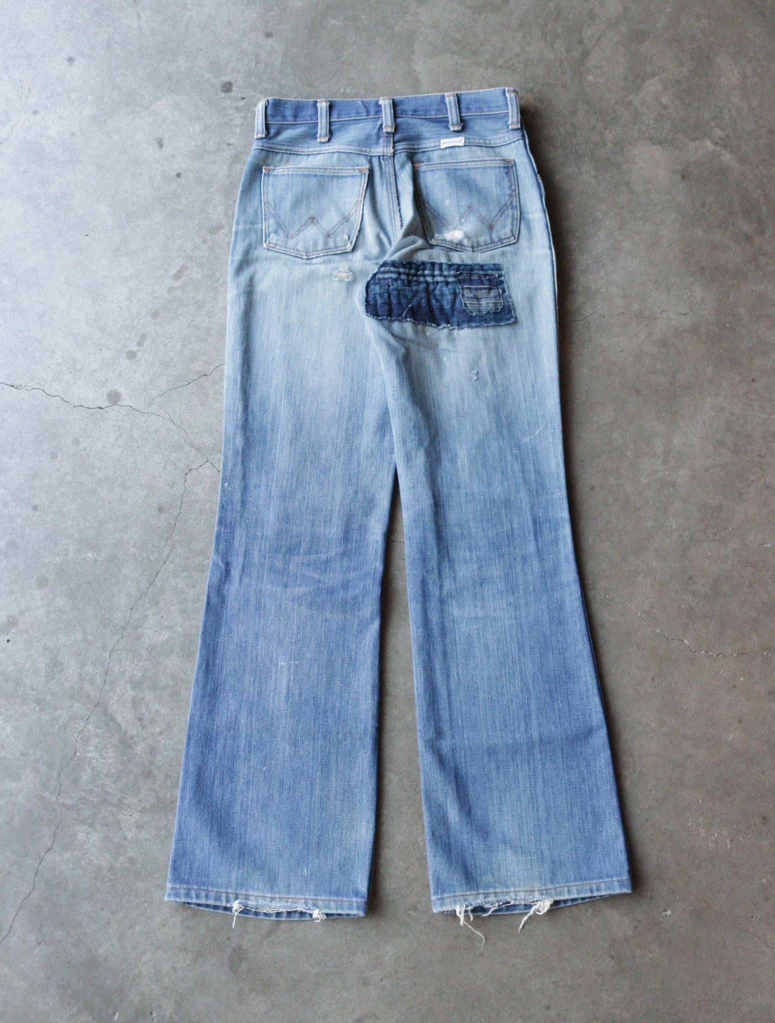 1980S WRANGLER BORO PATCHED DENIM FLARE PANTS