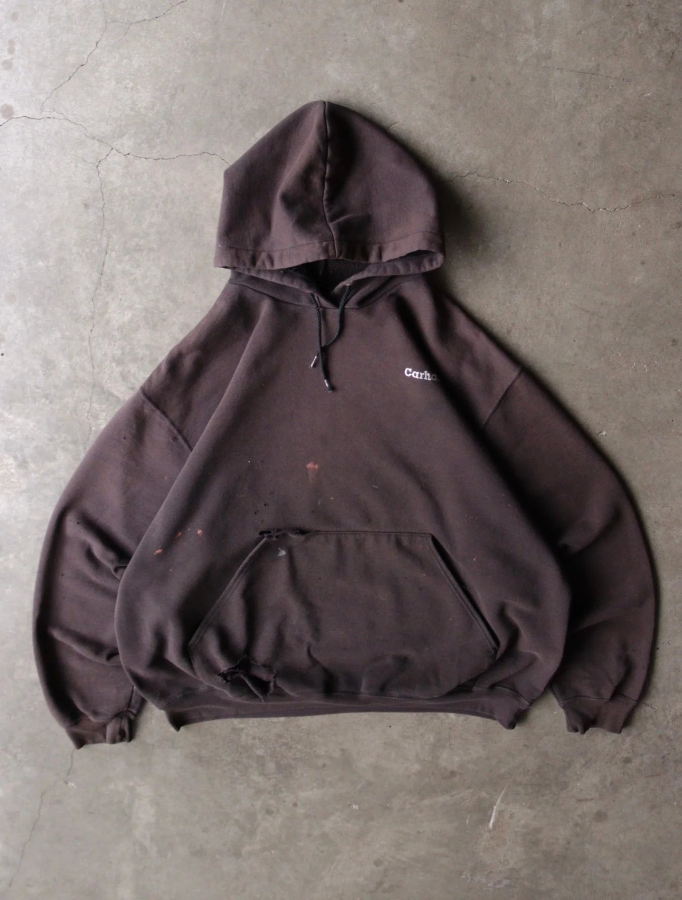 1990S CARHARTT DISTRESSED HOODED SWEATSHIRT