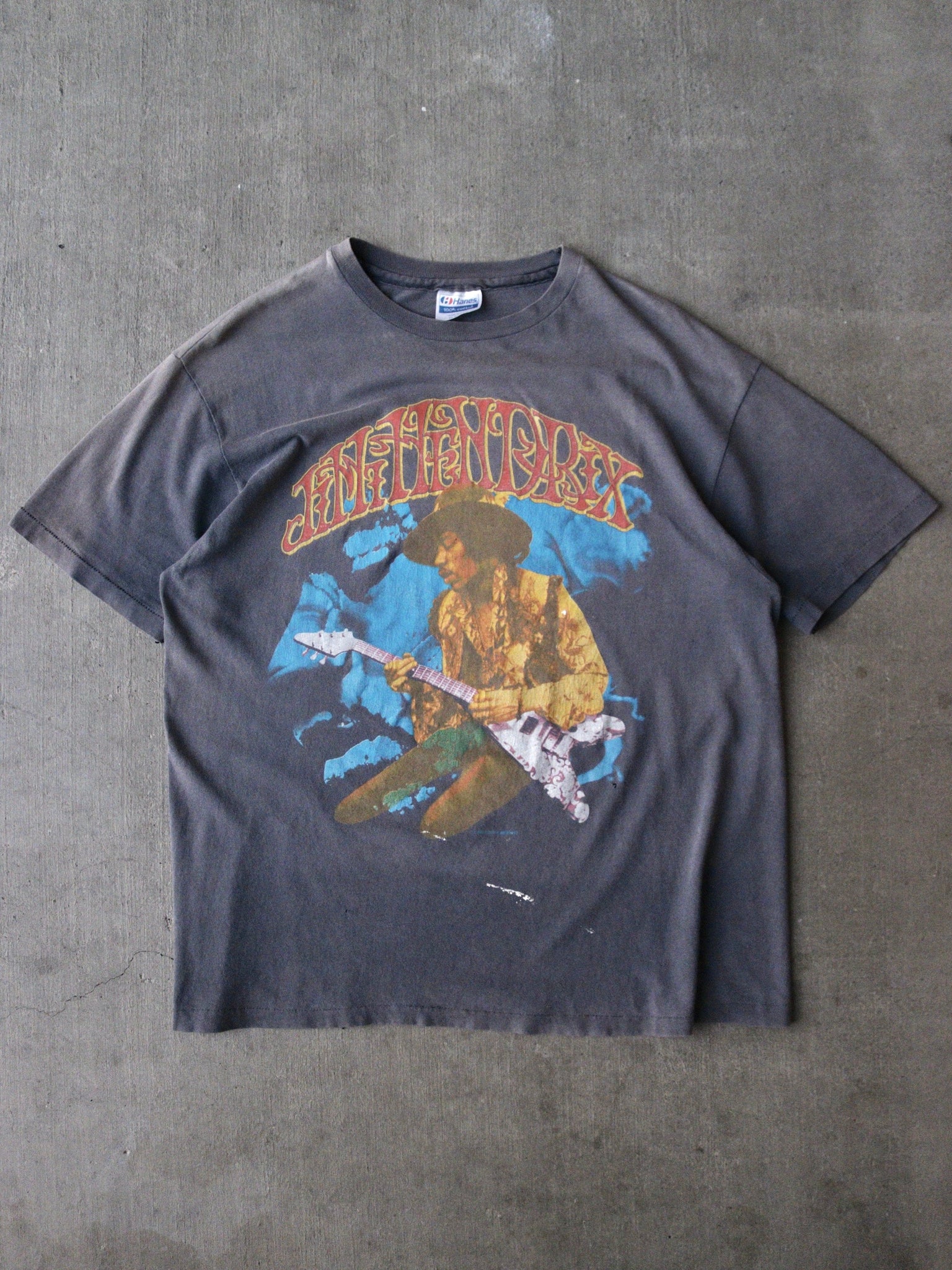 1989 ジミ ヘンドリックス 'Rock Express' サン フェード バンド T シャツ - L/XL