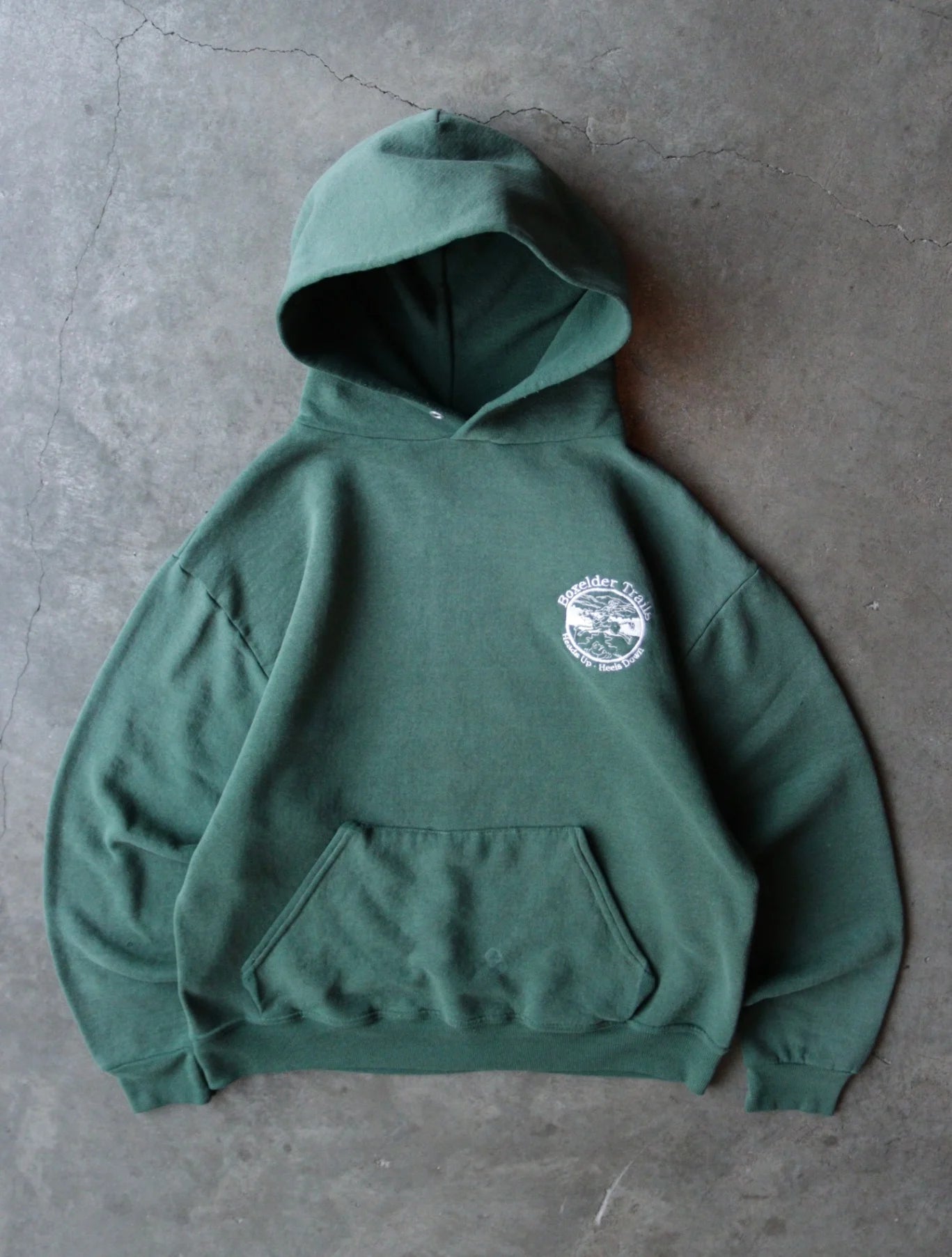 1990S FADED GREEN TRAIL HOODED SWEATSHIRT