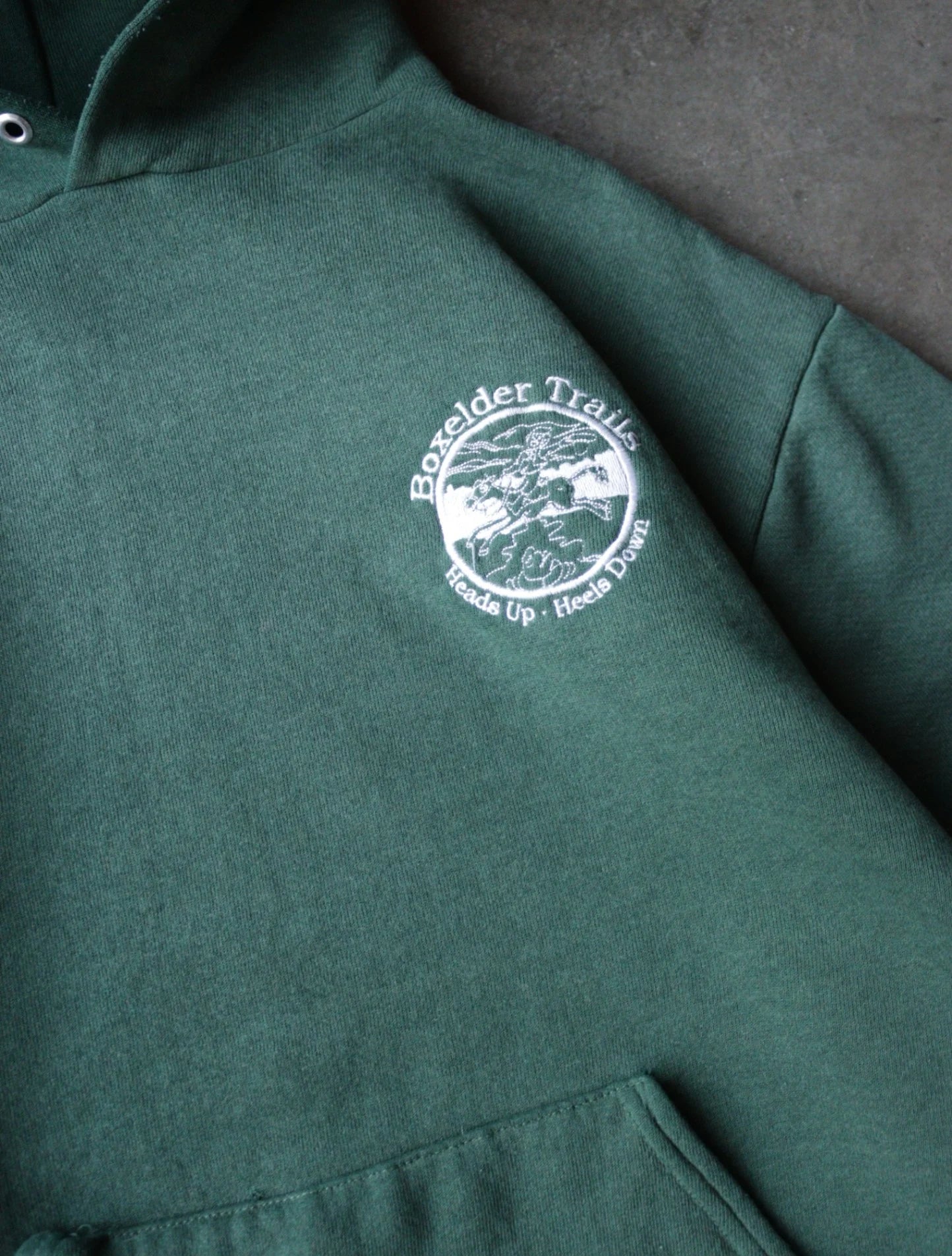 1990S FADED GREEN TRAIL HOODED SWEATSHIRT