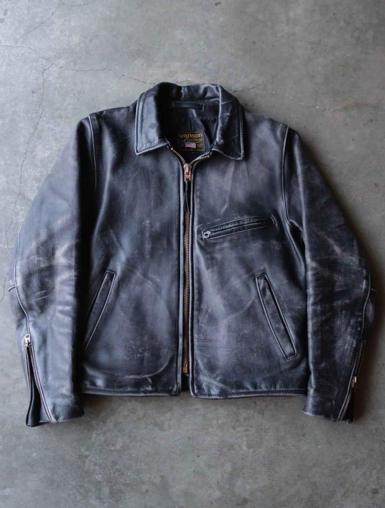 1990S VANSON FADED LEATHER EINFIELD JACKET