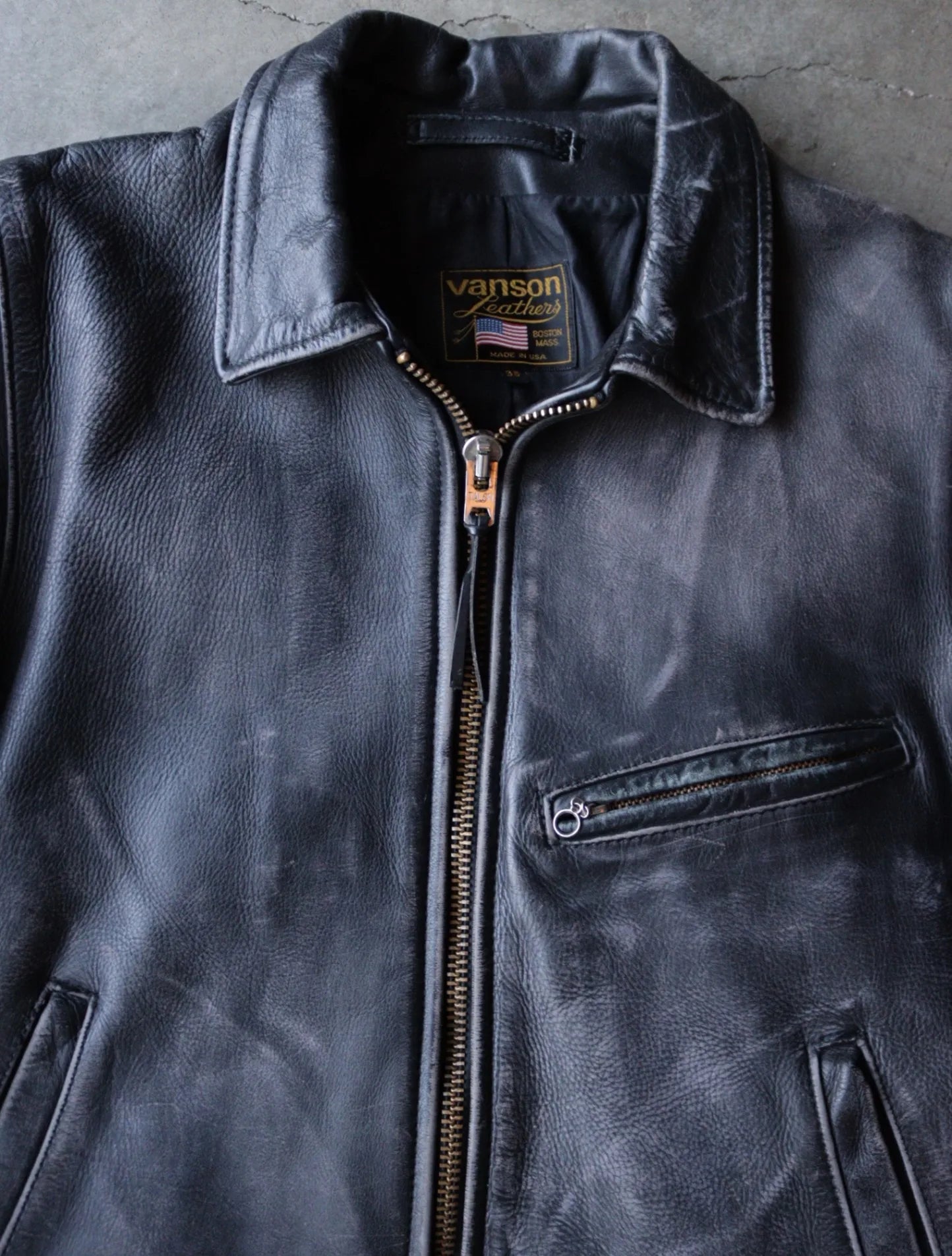 1990S VANSON FADED LEATHER EINFIELD JACKET