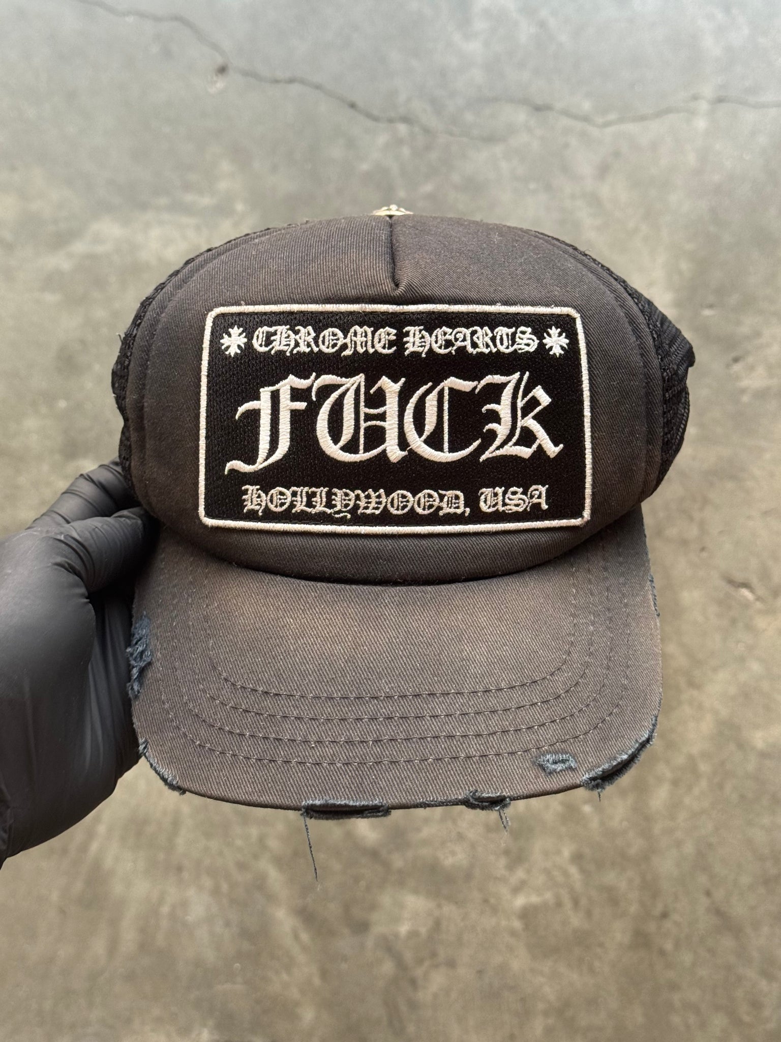 2000S CHROME HEARTS F*CK DISTRESSED FADED HAT