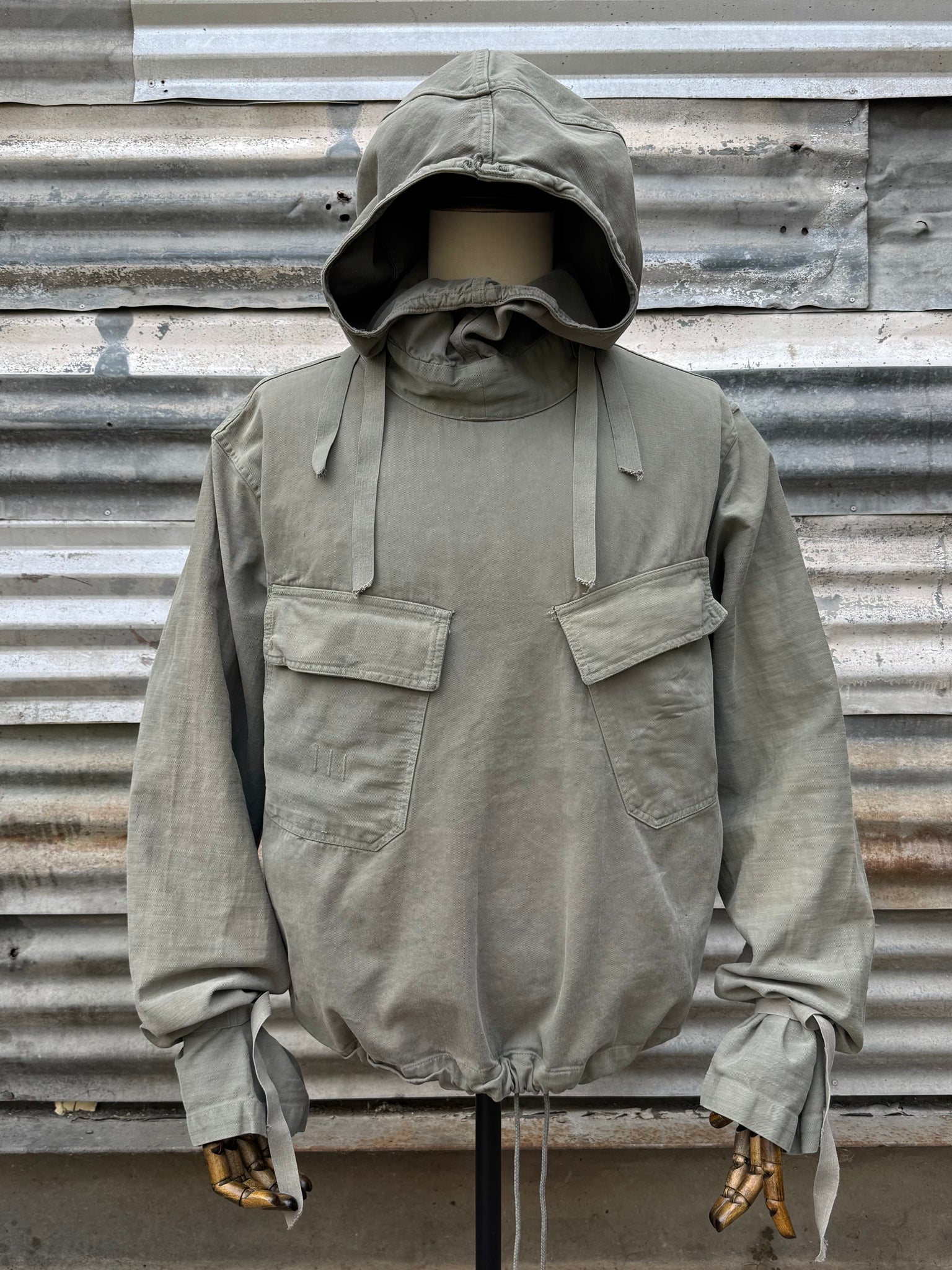 1940S WWII USN FADED GREEN GUNNER SMOCK JACKET