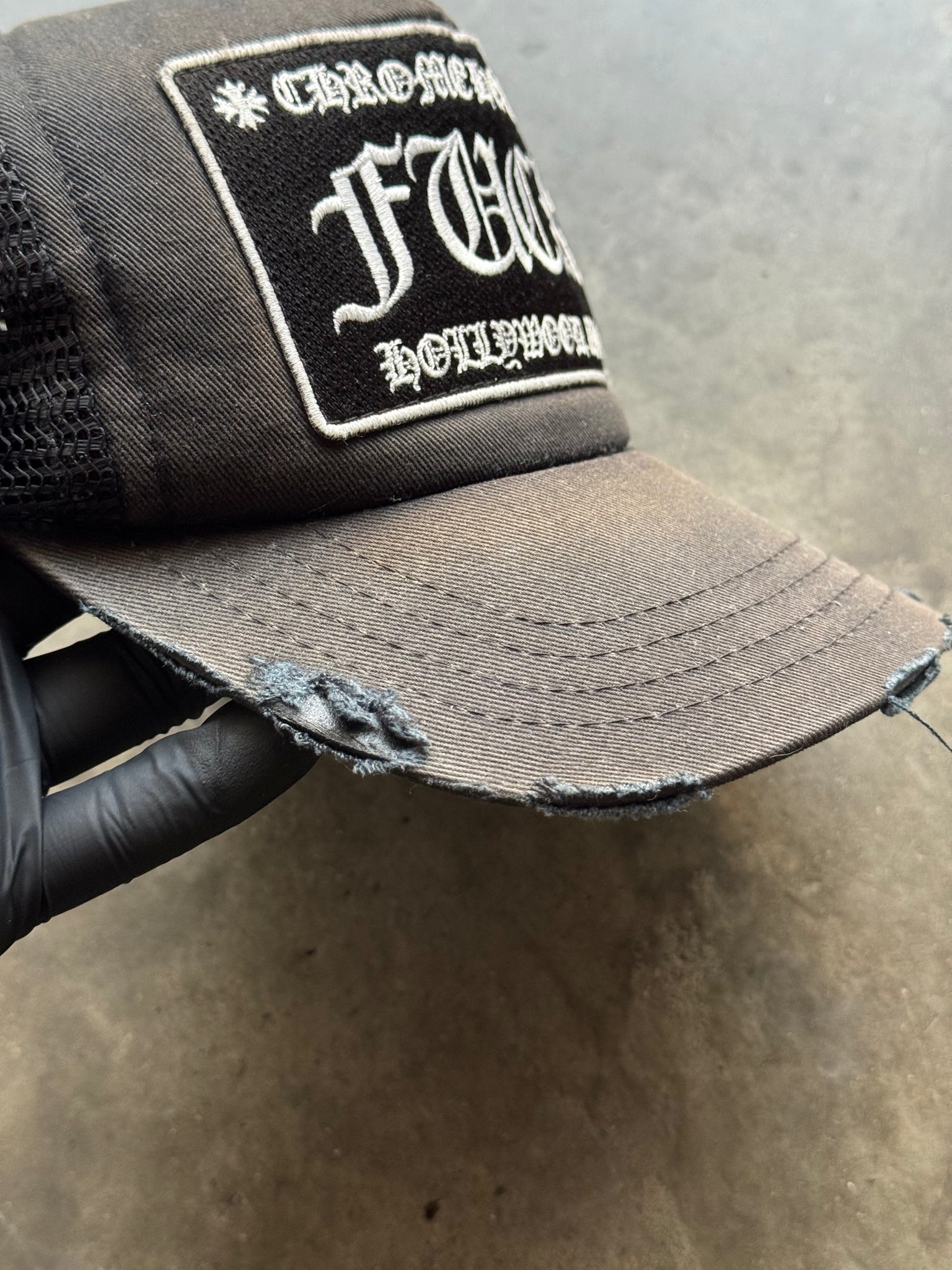 2000S CHROME HEARTS F*CK DISTRESSED FADED HAT