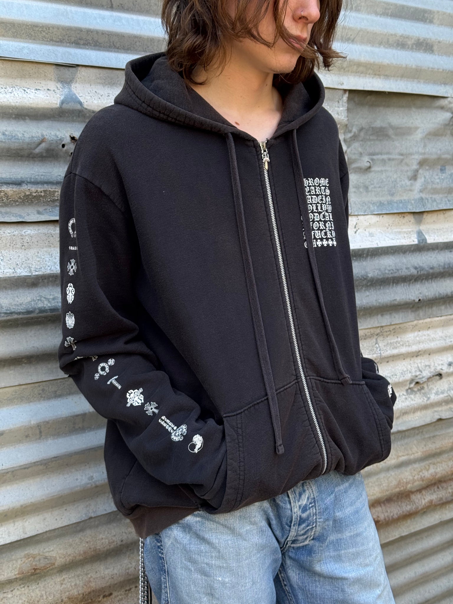 2000S CHROME HEARTS DAGGER ZIP UP HOODED SWEATSHIRT