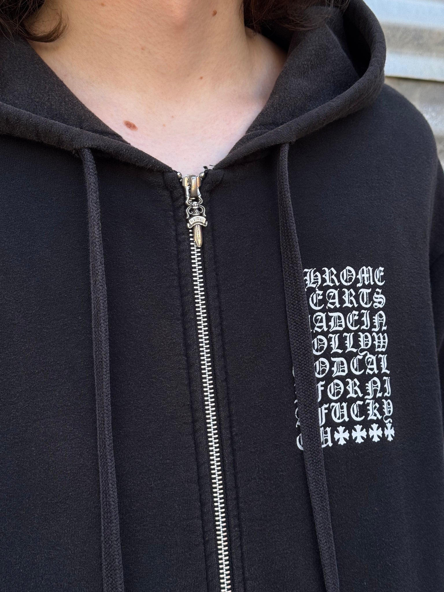 2000S CHROME HEARTS DAGGER ZIP UP HOODED SWEATSHIRT
