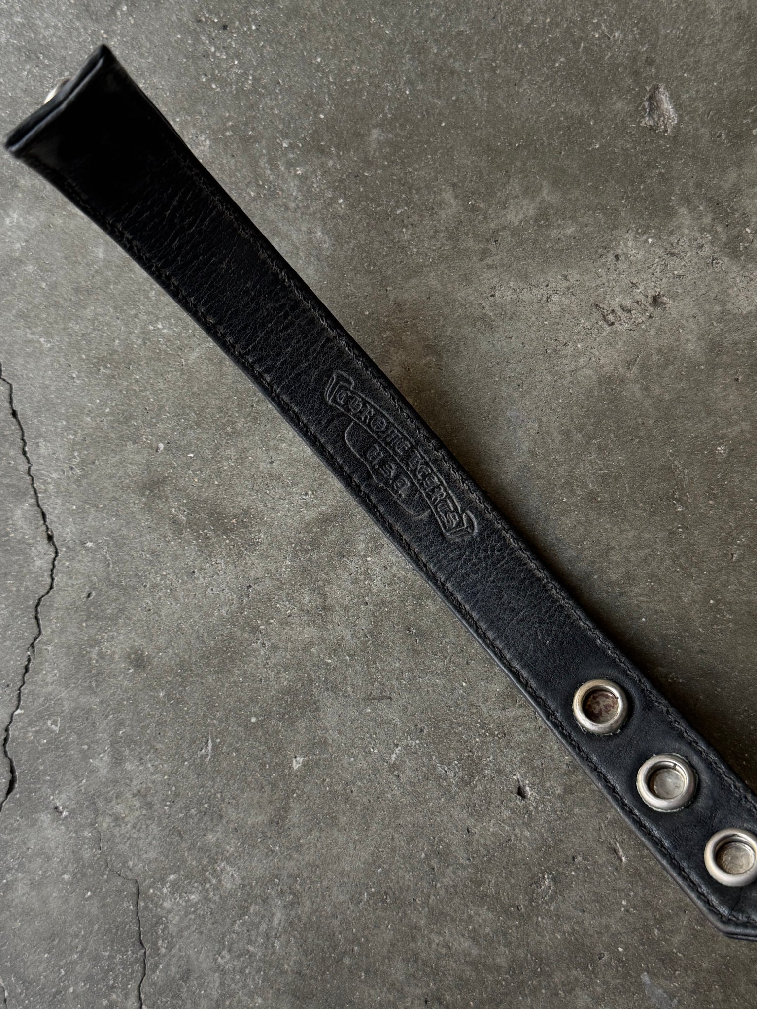 2000S CHROME HEARTS LEATHER 3 STUD BRACELET