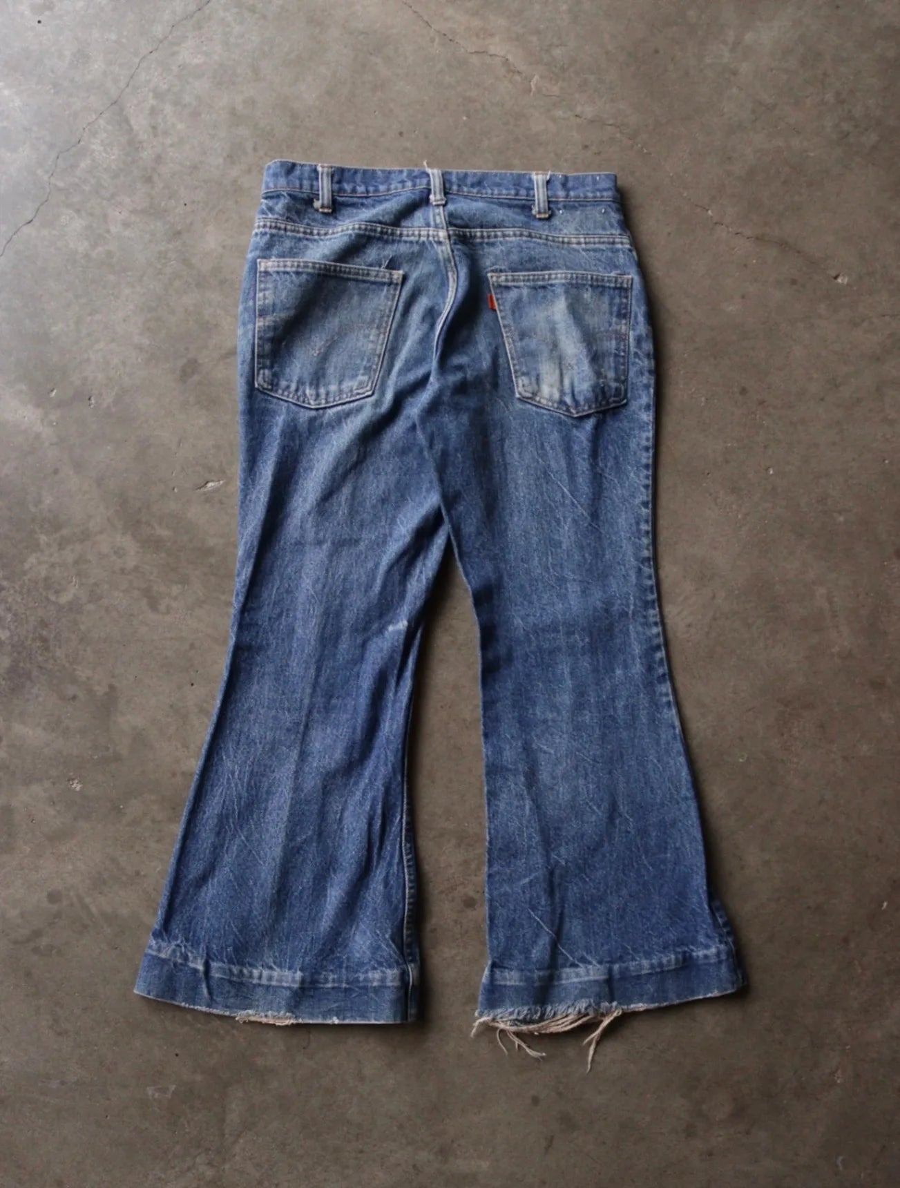 1970S LEVI'S FADED FLARED ORANGE TAB DENIM PANTS