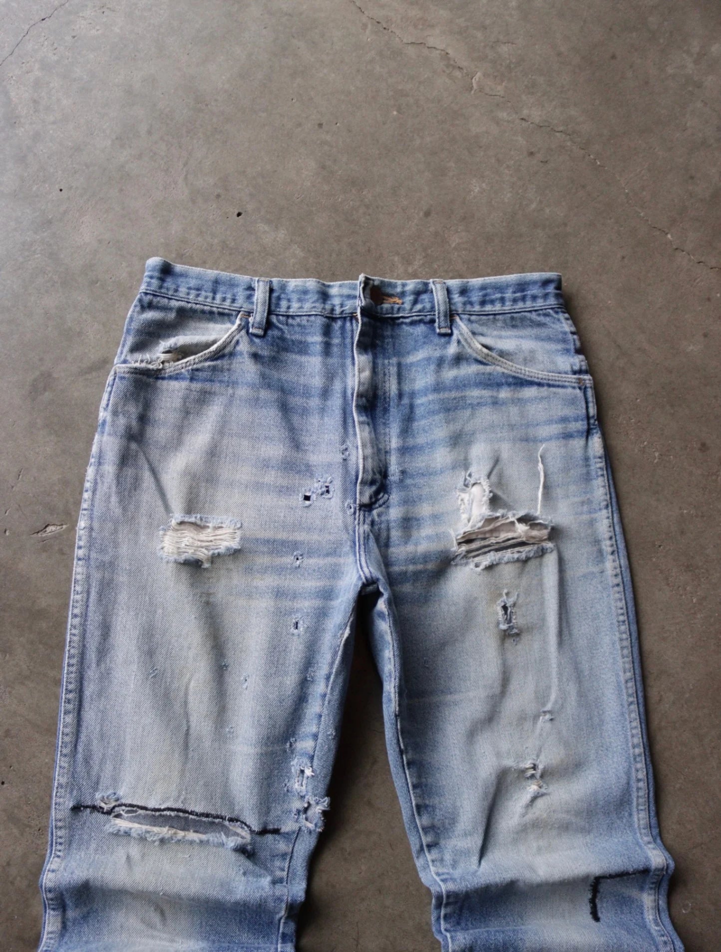 1990S THRASHED DENIM LEE PANTS