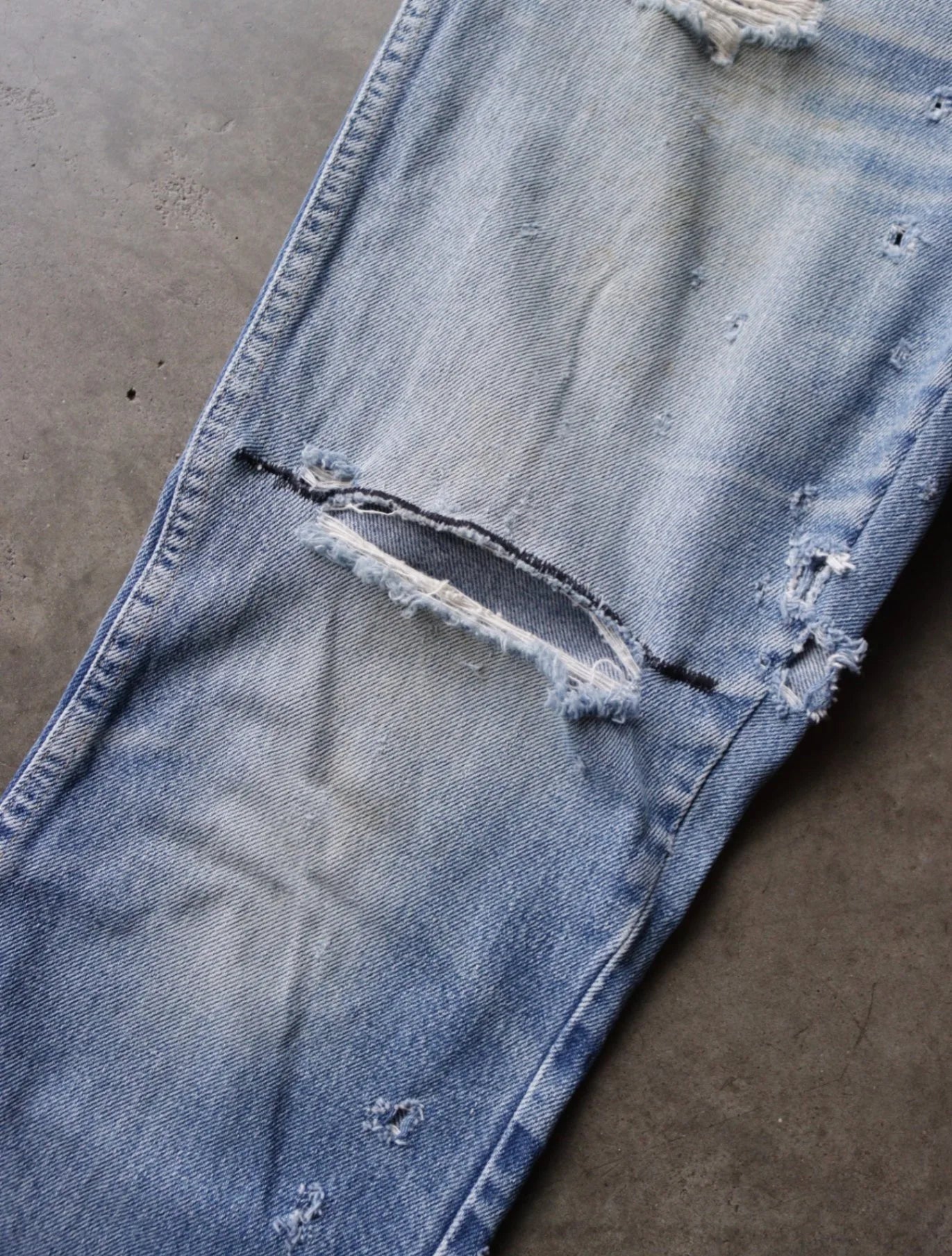 1990S THRASHED DENIM LEE PANTS