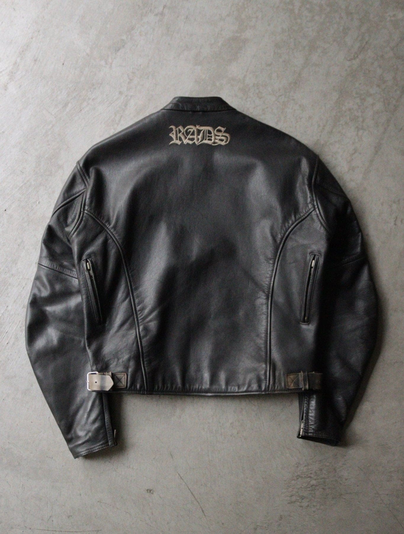 1990S KADOYA TRIBAL SLEEVE LEATHER BIKER JACKET