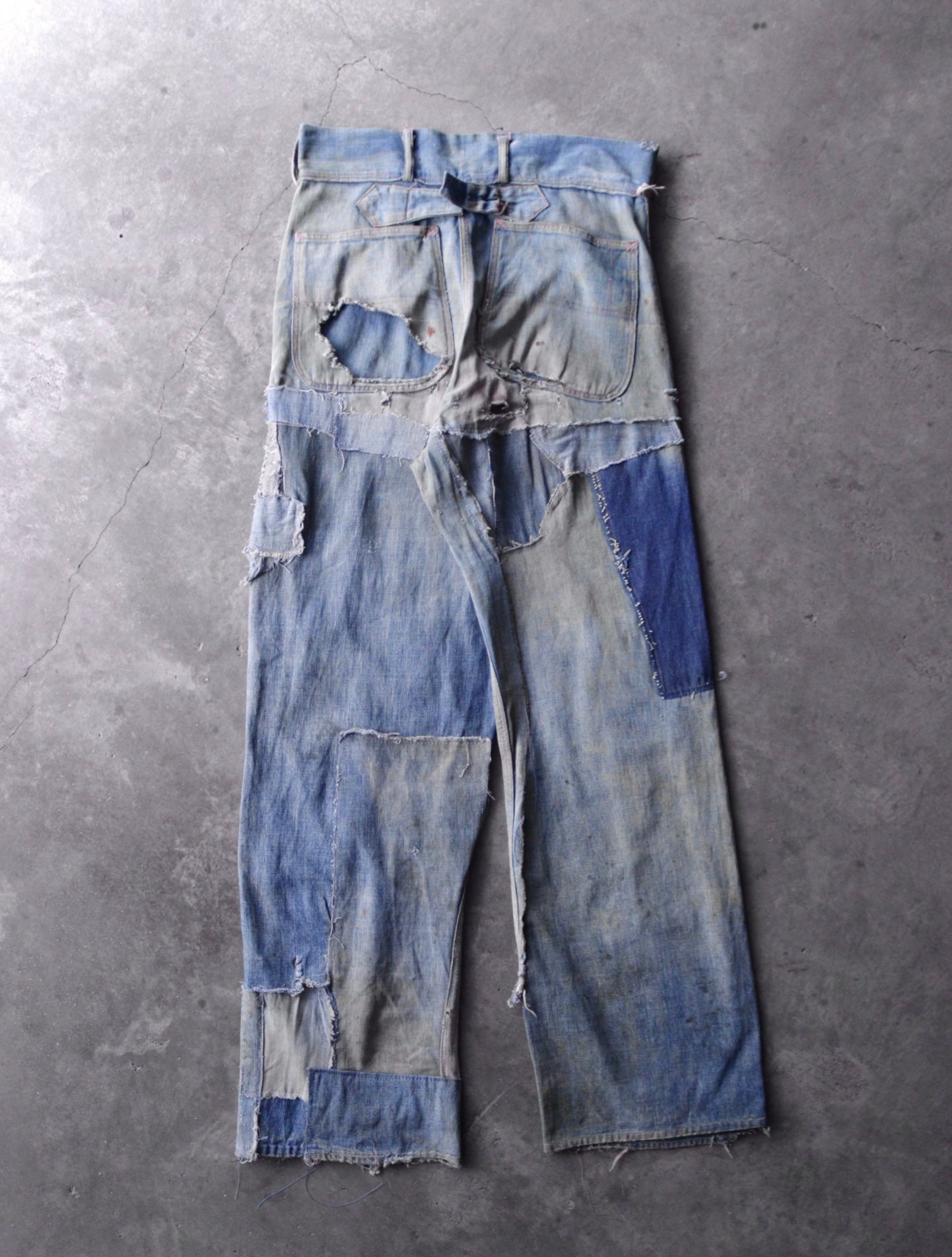 1920S N&W MULE EAR BUCKLEBACK DENIM PANTS