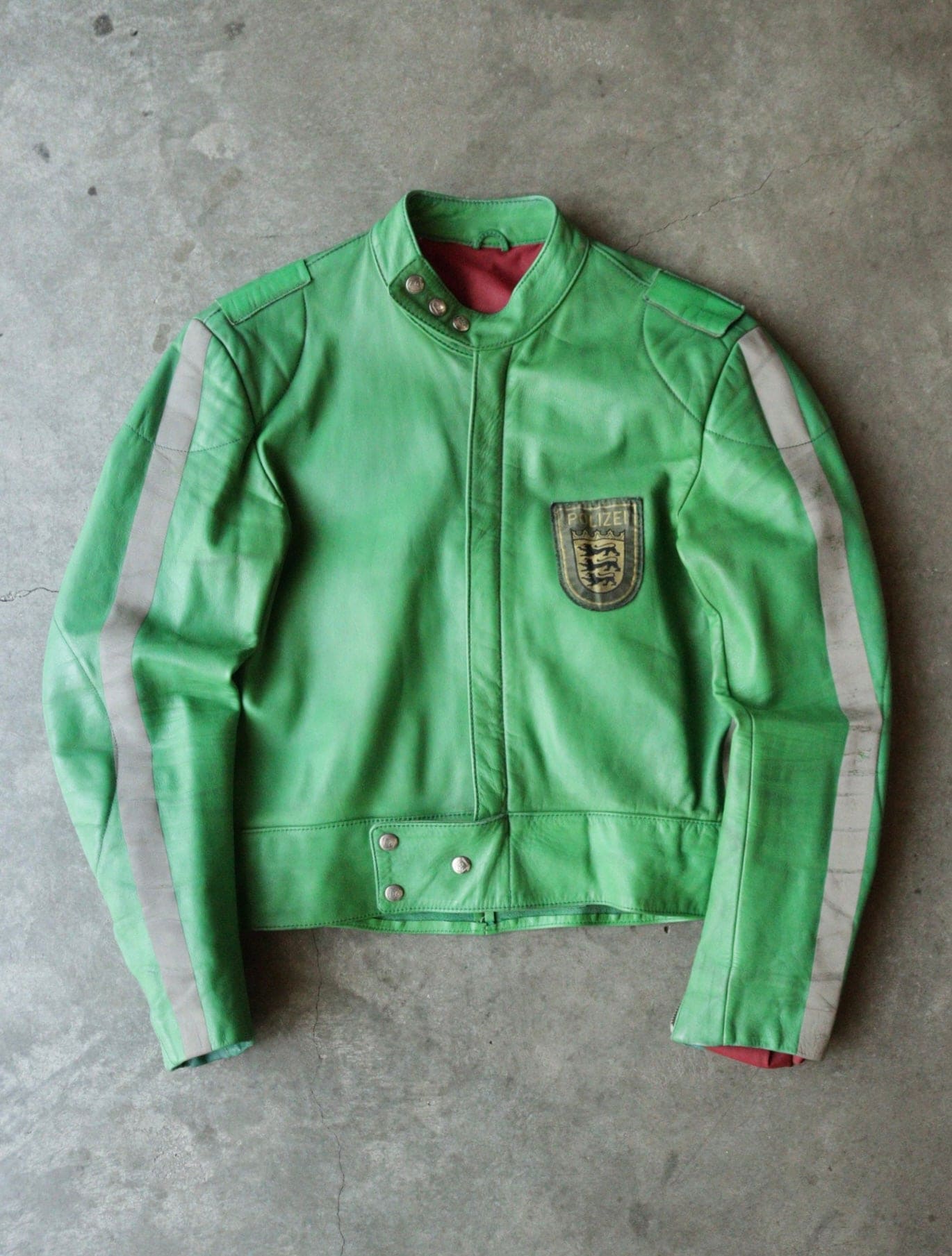 1990S POLIZEI GREEN LEATHER JACKET