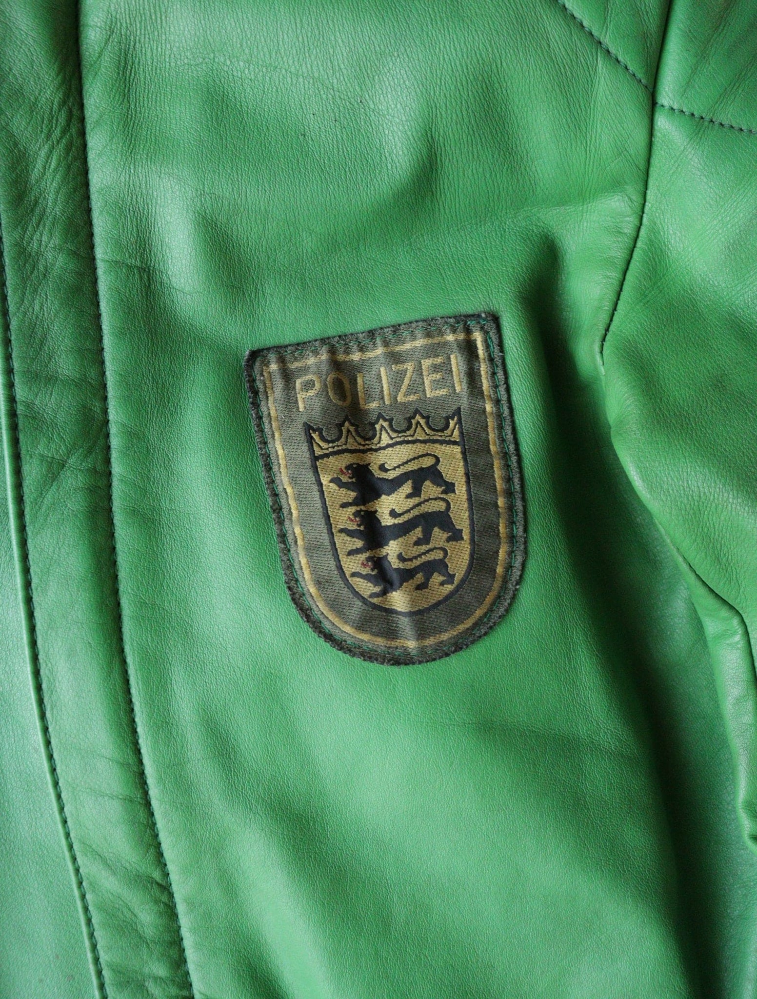 1990S POLIZEI GREEN LEATHER JACKET