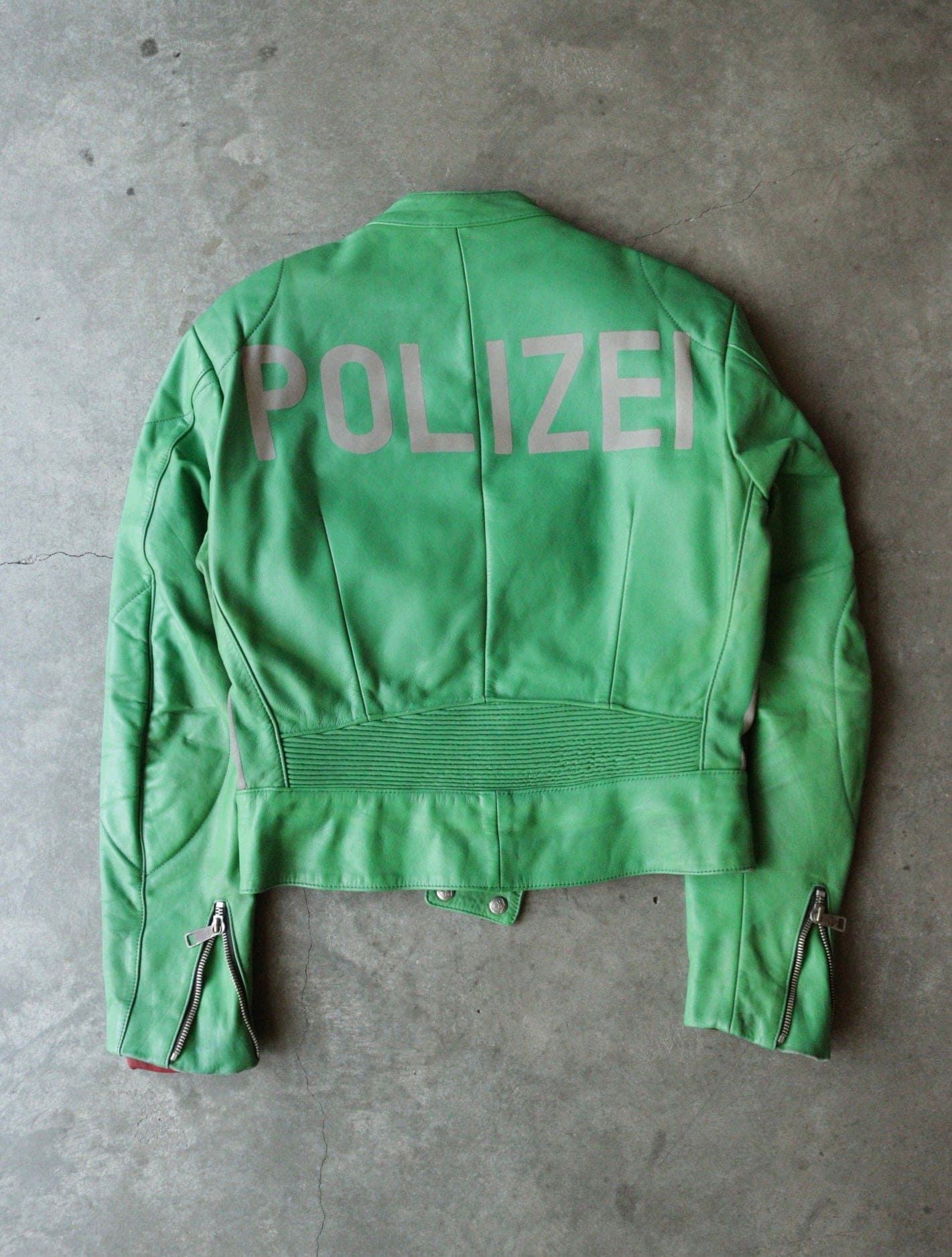 1990S POLIZEI GREEN LEATHER JACKET