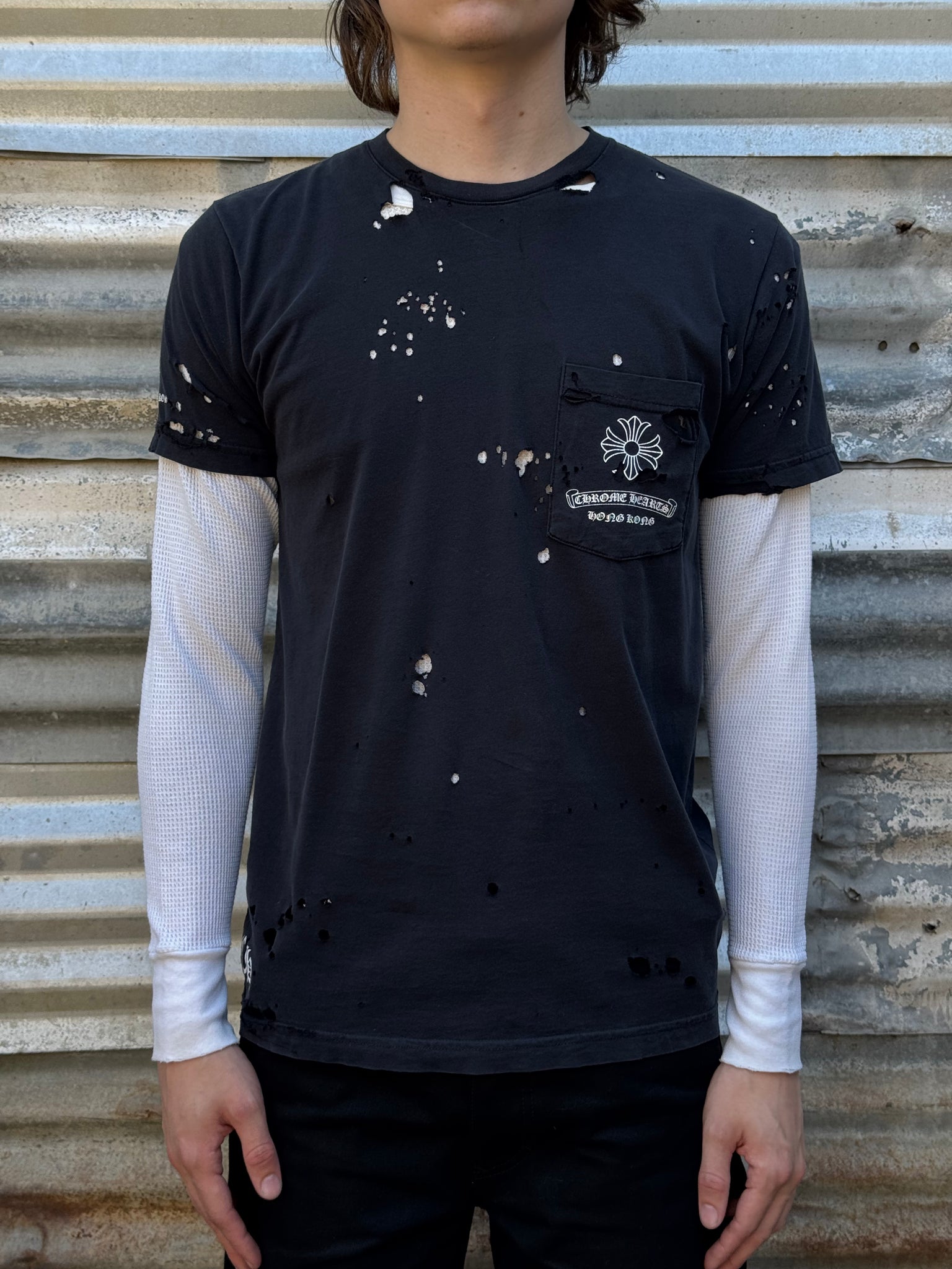 2000S CHROME HEARTS HONG KONG TEE + 70S THERMAL SHIRT