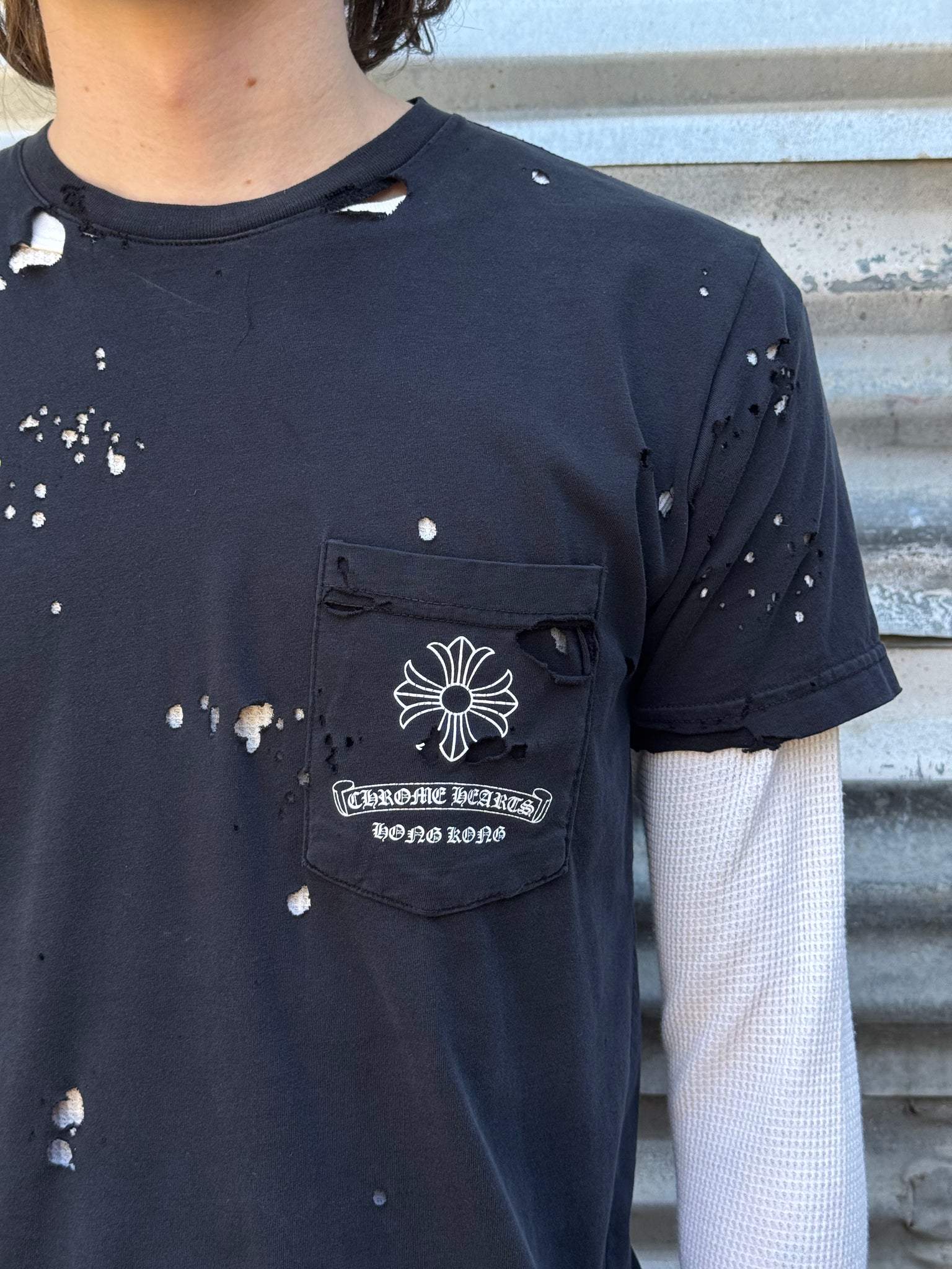 2000S CHROME HEARTS HONG KONG TEE + 70S THERMAL SHIRT