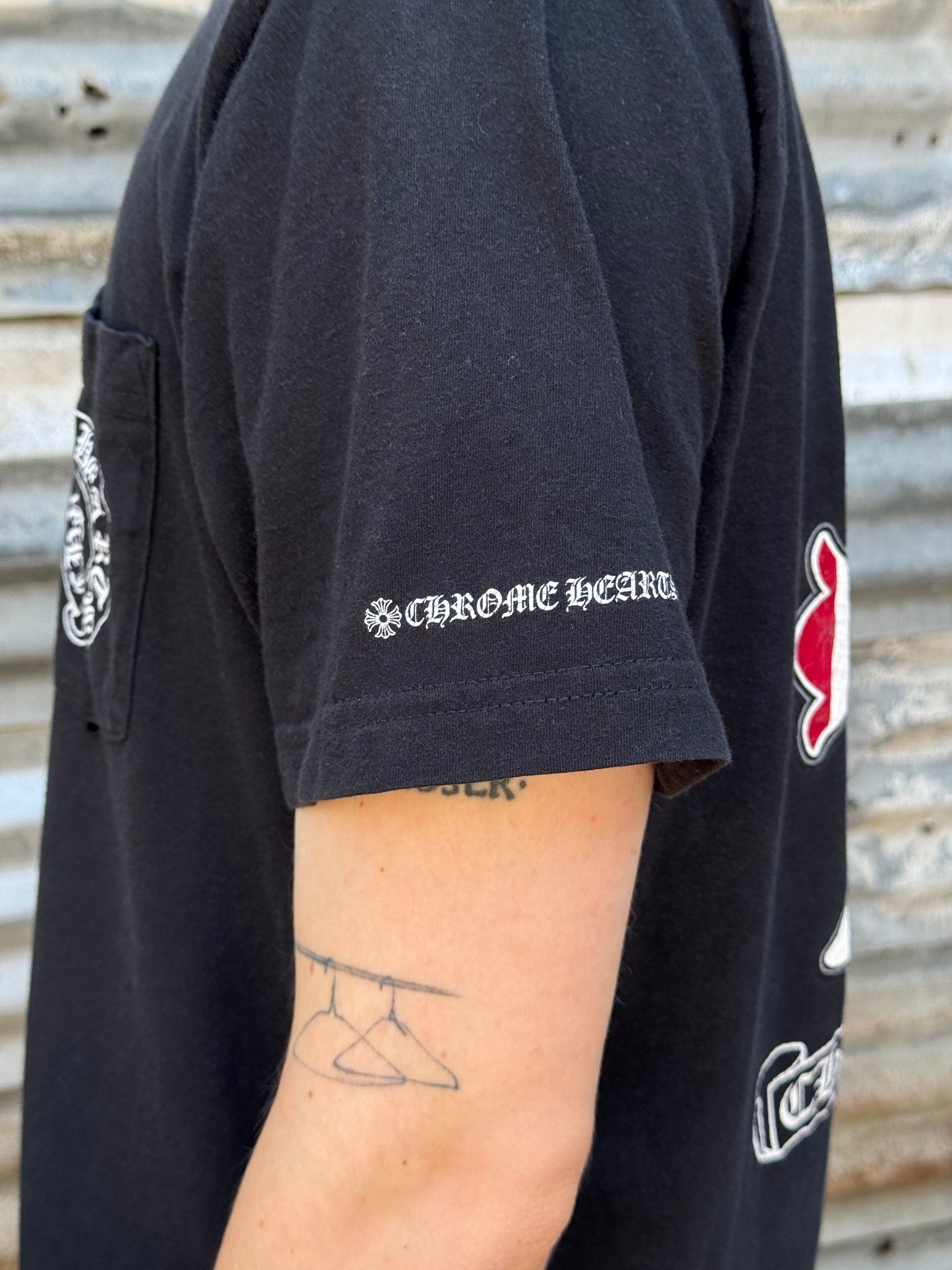 2000S CHROME HEARTS DISTRESSED U.S.A. CROSS TEE