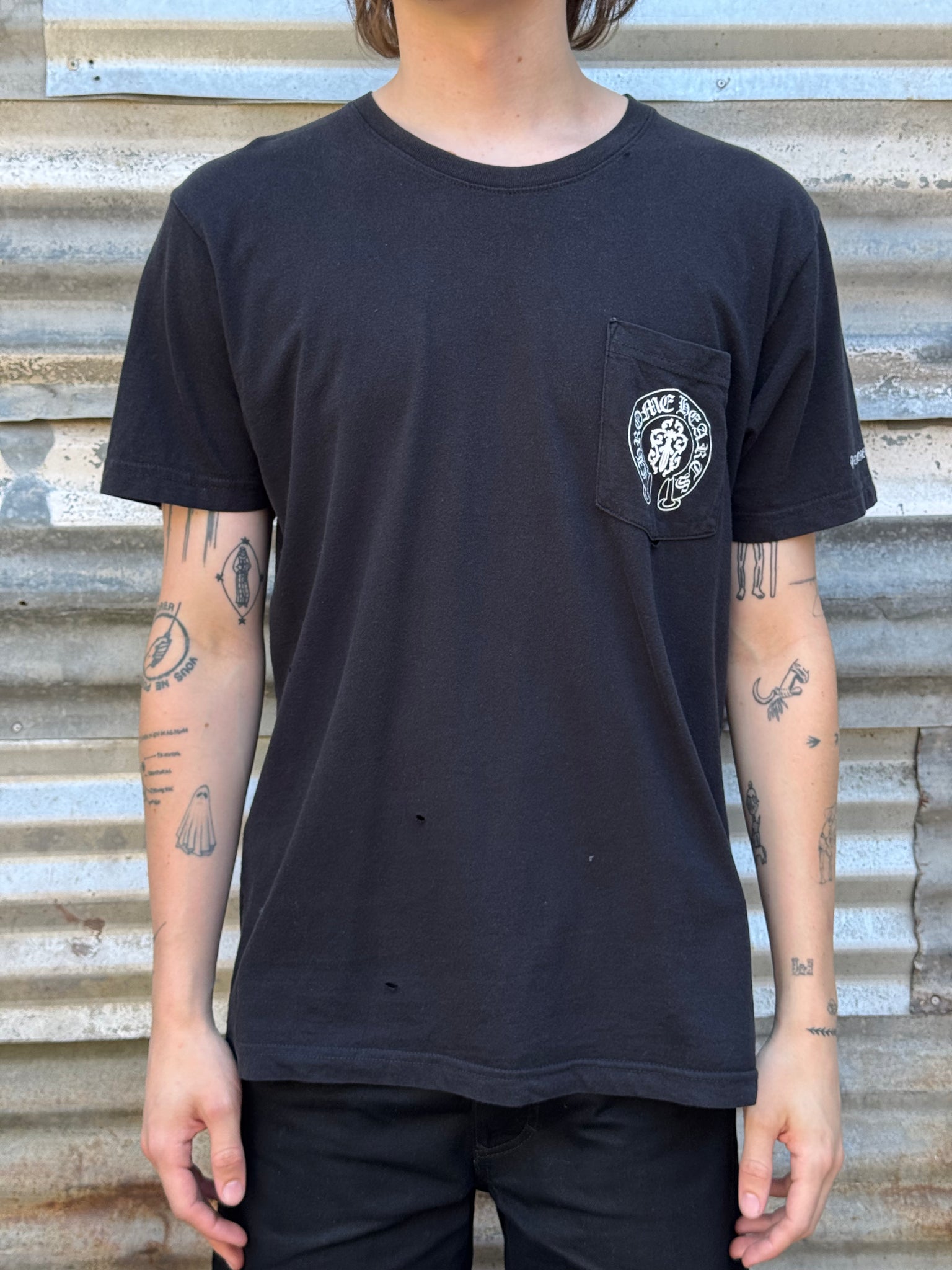 2000S CHROME HEARTS DISTRESSED U.S.A. CROSS TEE
