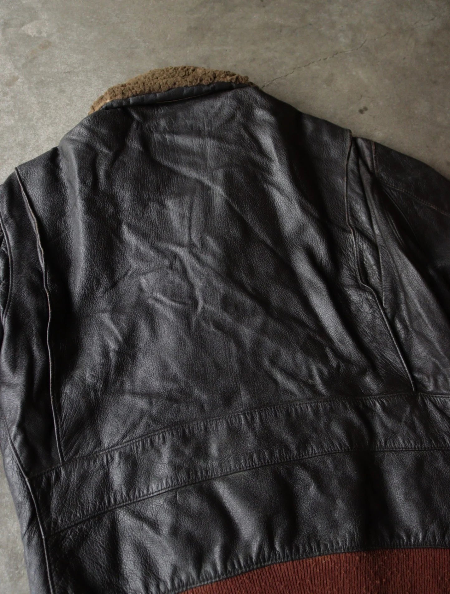 1990S LEATHER FUR COLLARED JACKET