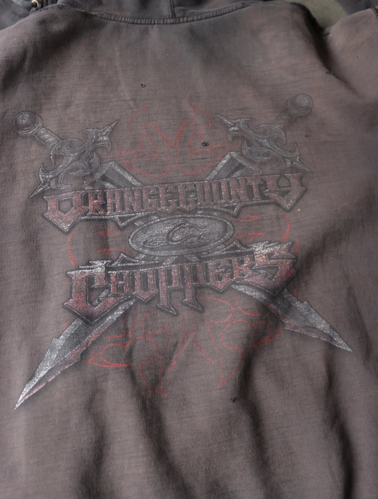 1990S FADED DISTRESSED HOODED SWEATSHIRT