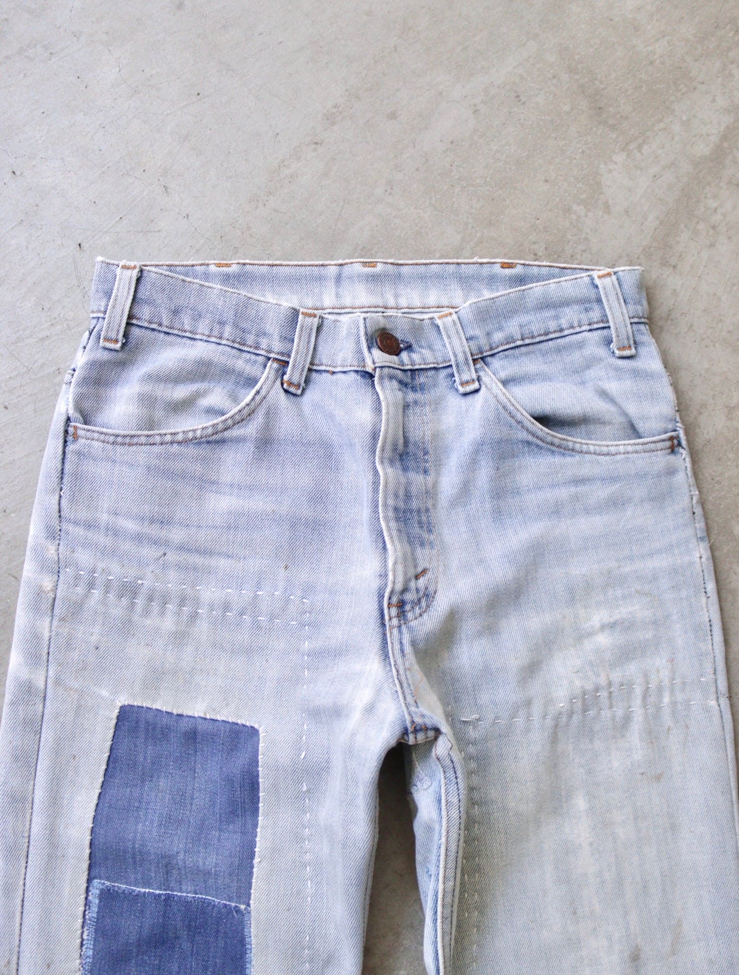 1970S LEVI'S 646 PATCHWORK REPAIRED DENIM PANTS