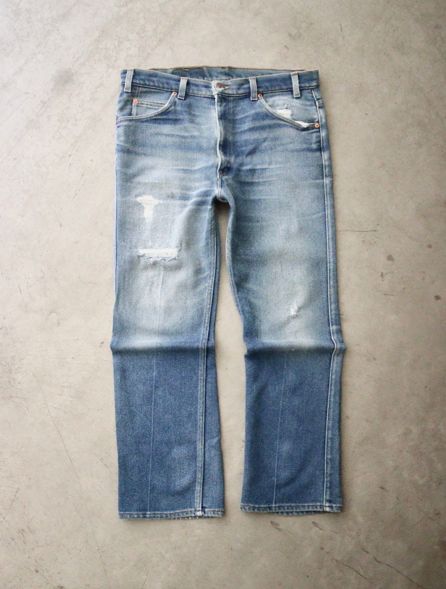 1990S FADED DISTRESSED LEVI'S 517 FLARED DEMIN PANTS