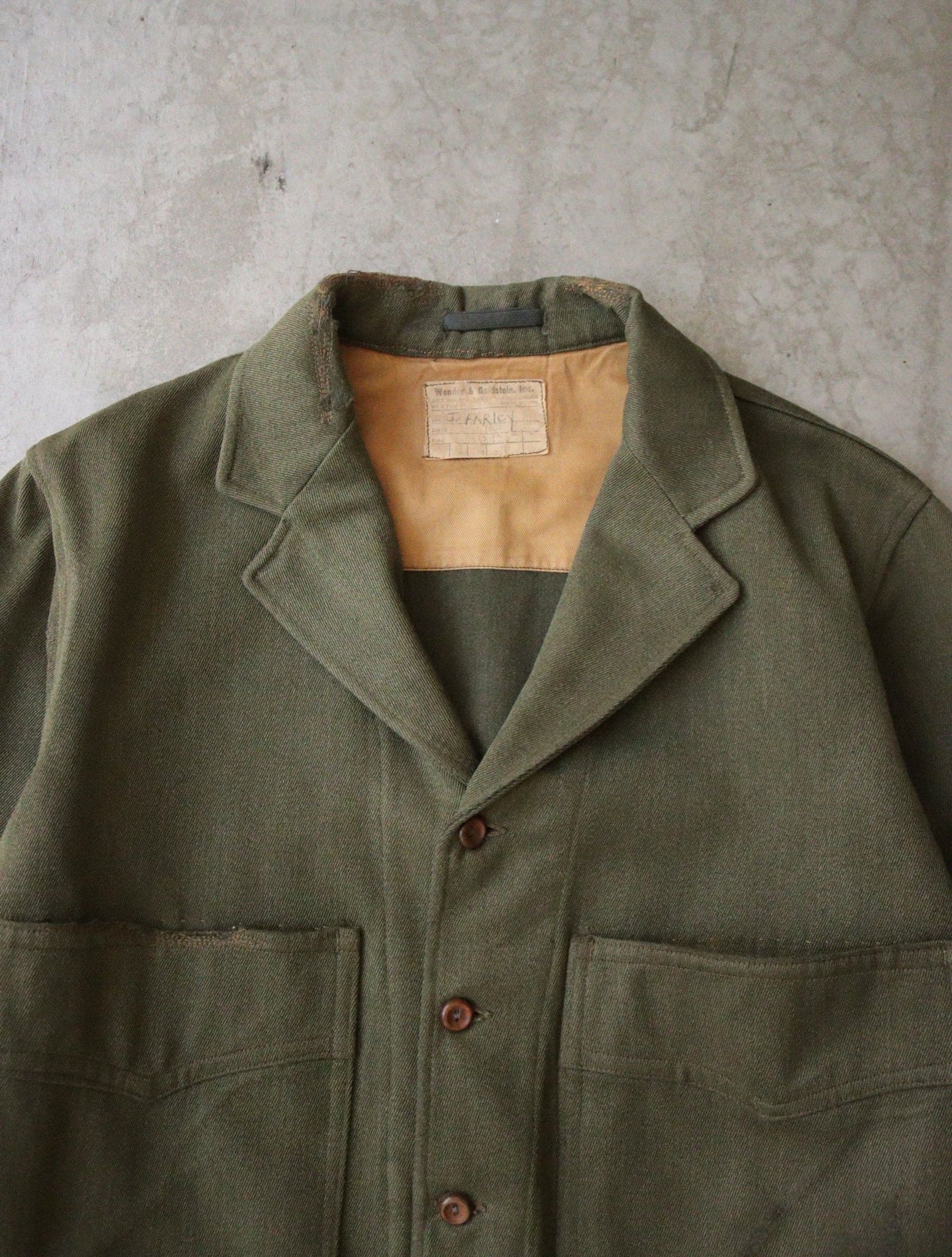 1940S MILKMAN REPAIRED WHIPCORD WORK JACKET
