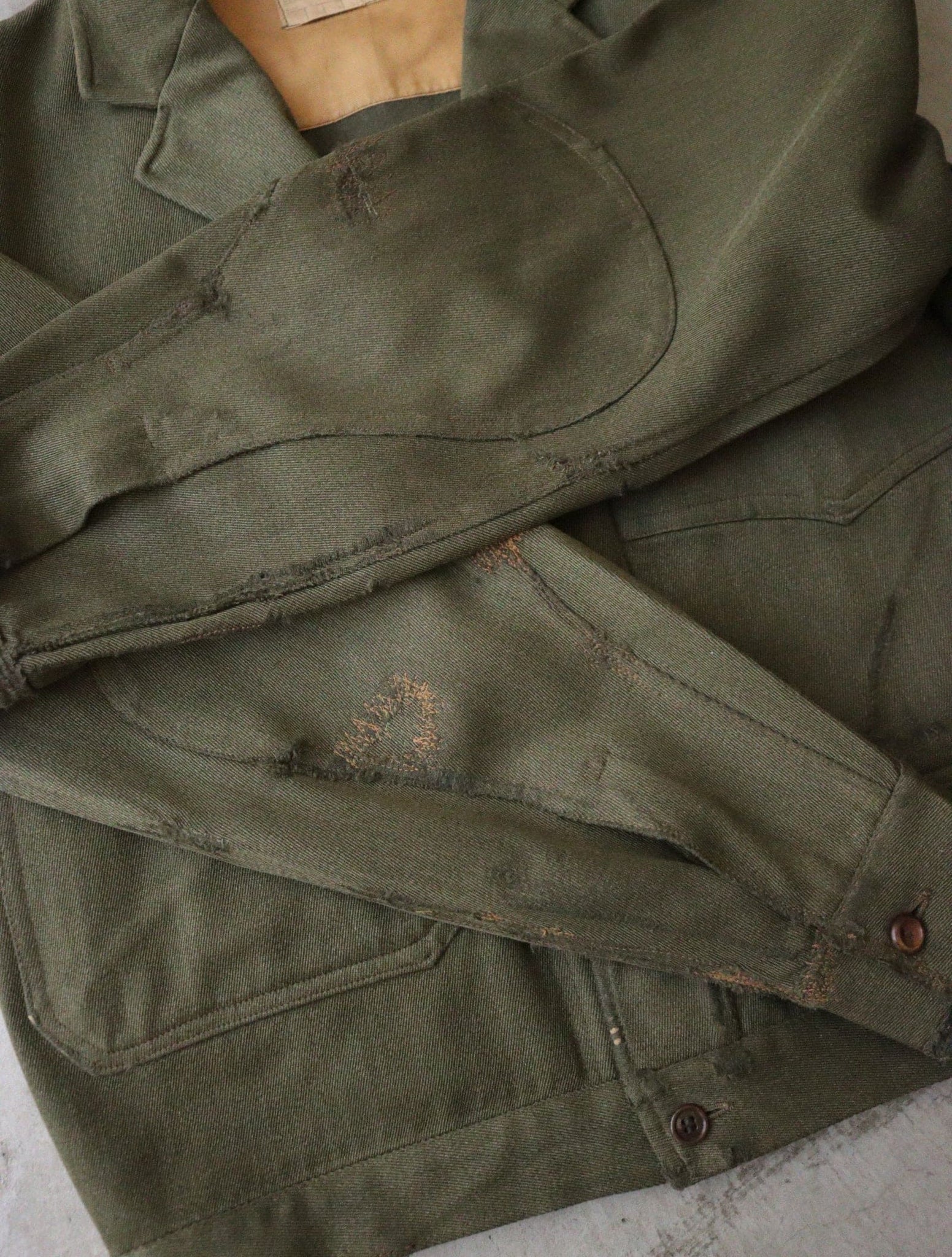1940S MILKMAN REPAIRED WHIPCORD WORK JACKET