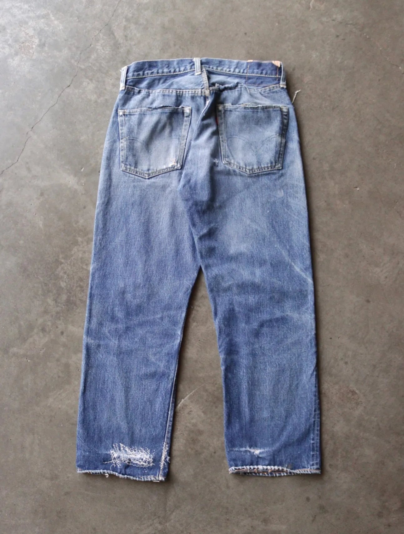 1960S LEVI'S 501 BIG E RREPAIRED DENIM PANTS