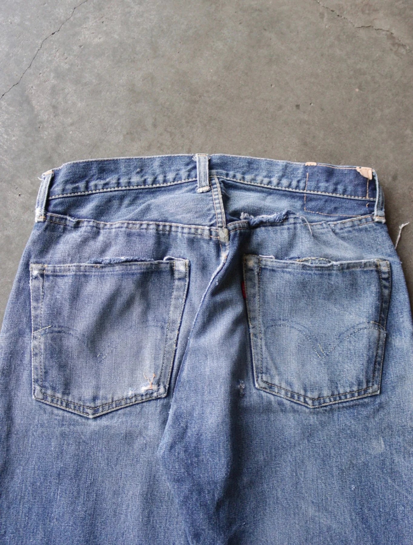 1960S LEVI'S 501 BIG E RREPAIRED DENIM PANTS