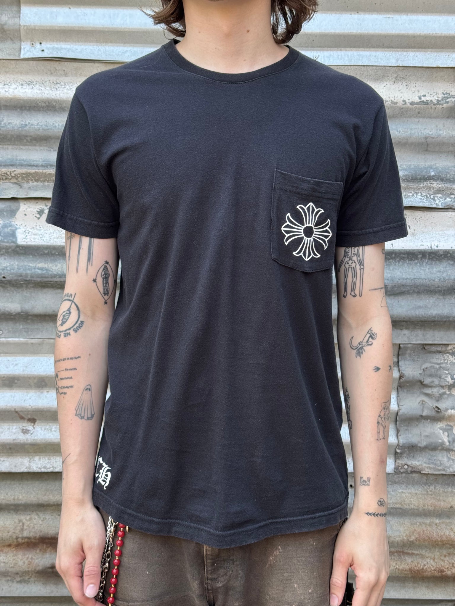 2000S CHROME HEARTS FLORAL CROSS FADED TEE