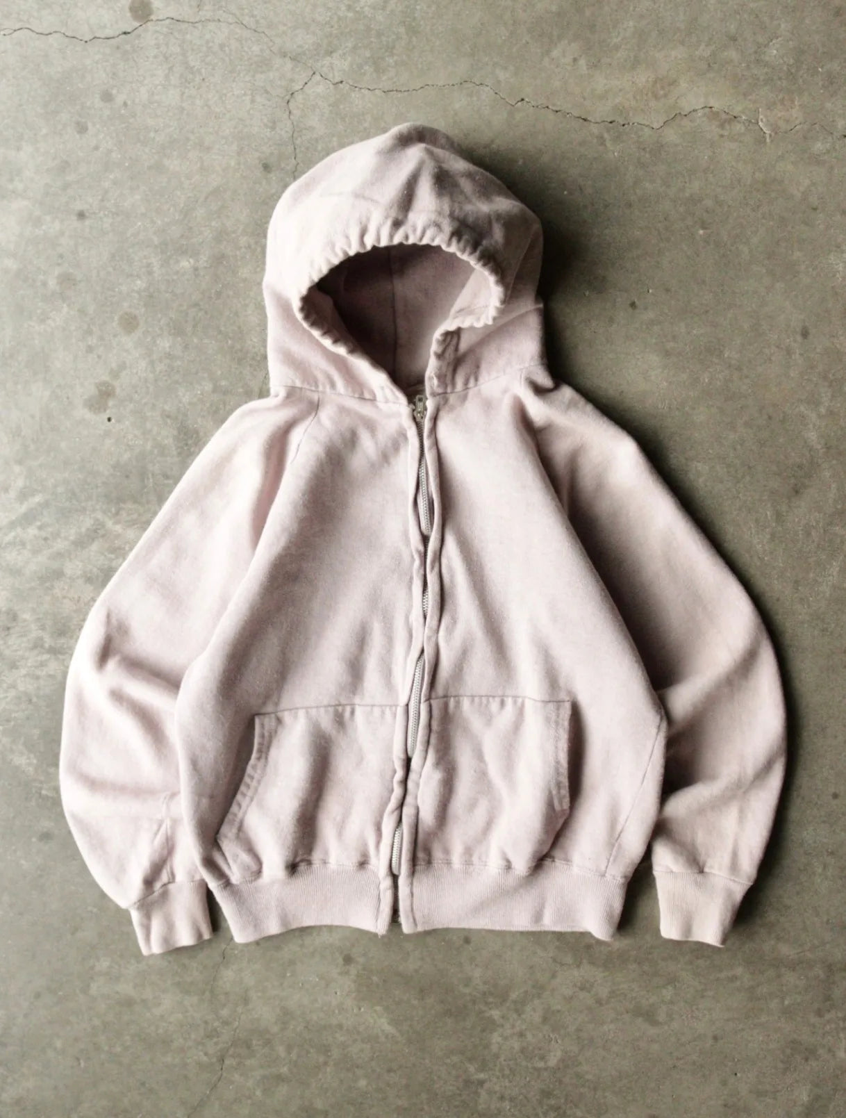 1980S ZIP UP TAUPE HOODED SWEATSHIRT