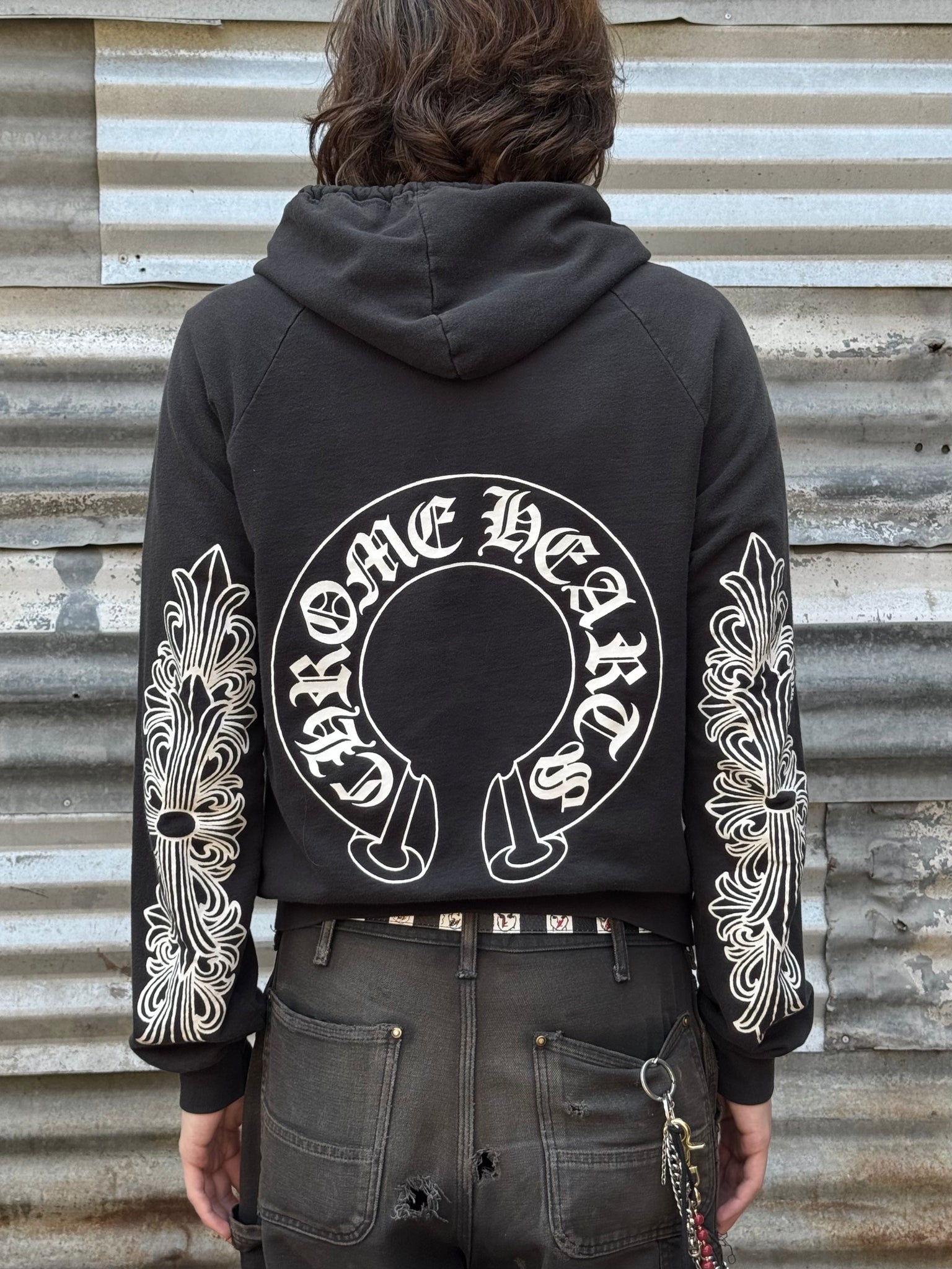 1990S CHROME HEARTS ZIP UP HOODED SWEATSHIRT