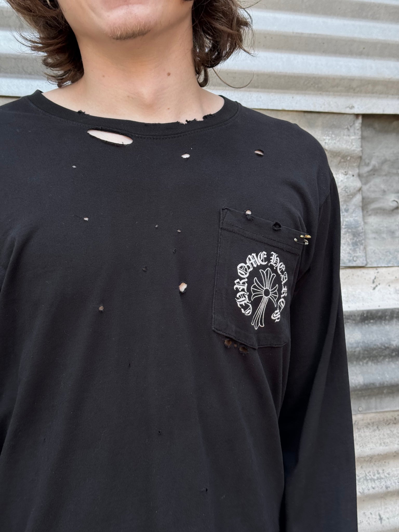 2000S CHROME HEARTS TONAL THRASHED L/S TEE