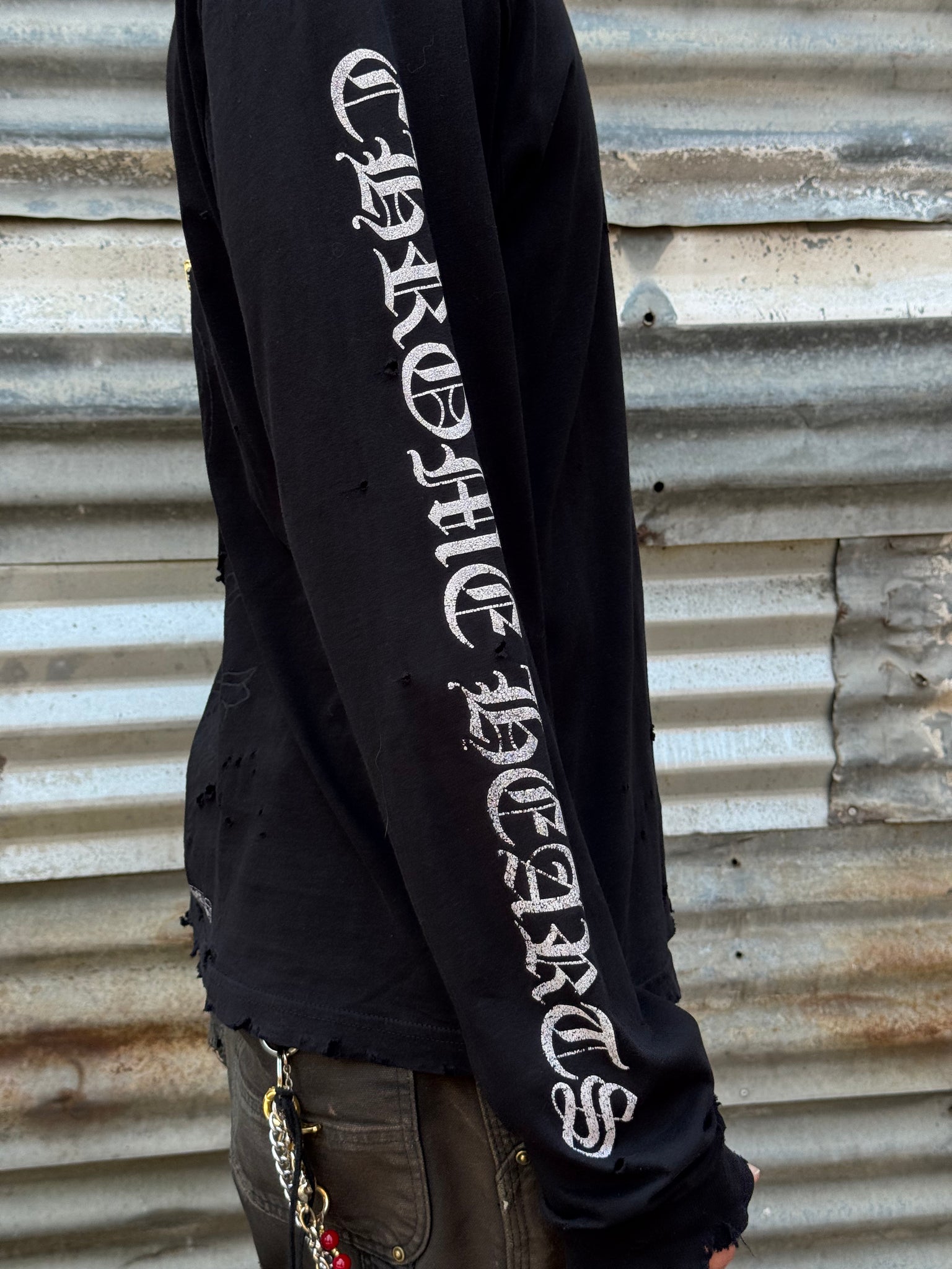 2000S CHROME HEARTS TONAL THRASHED L/S TEE