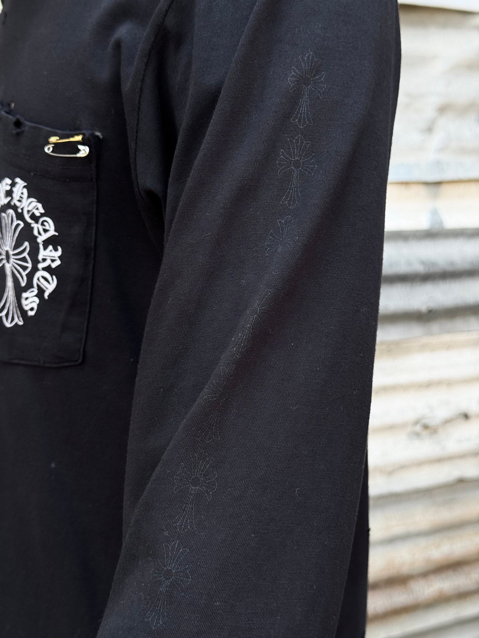 2000S CHROME HEARTS TONAL THRASHED L/S TEE