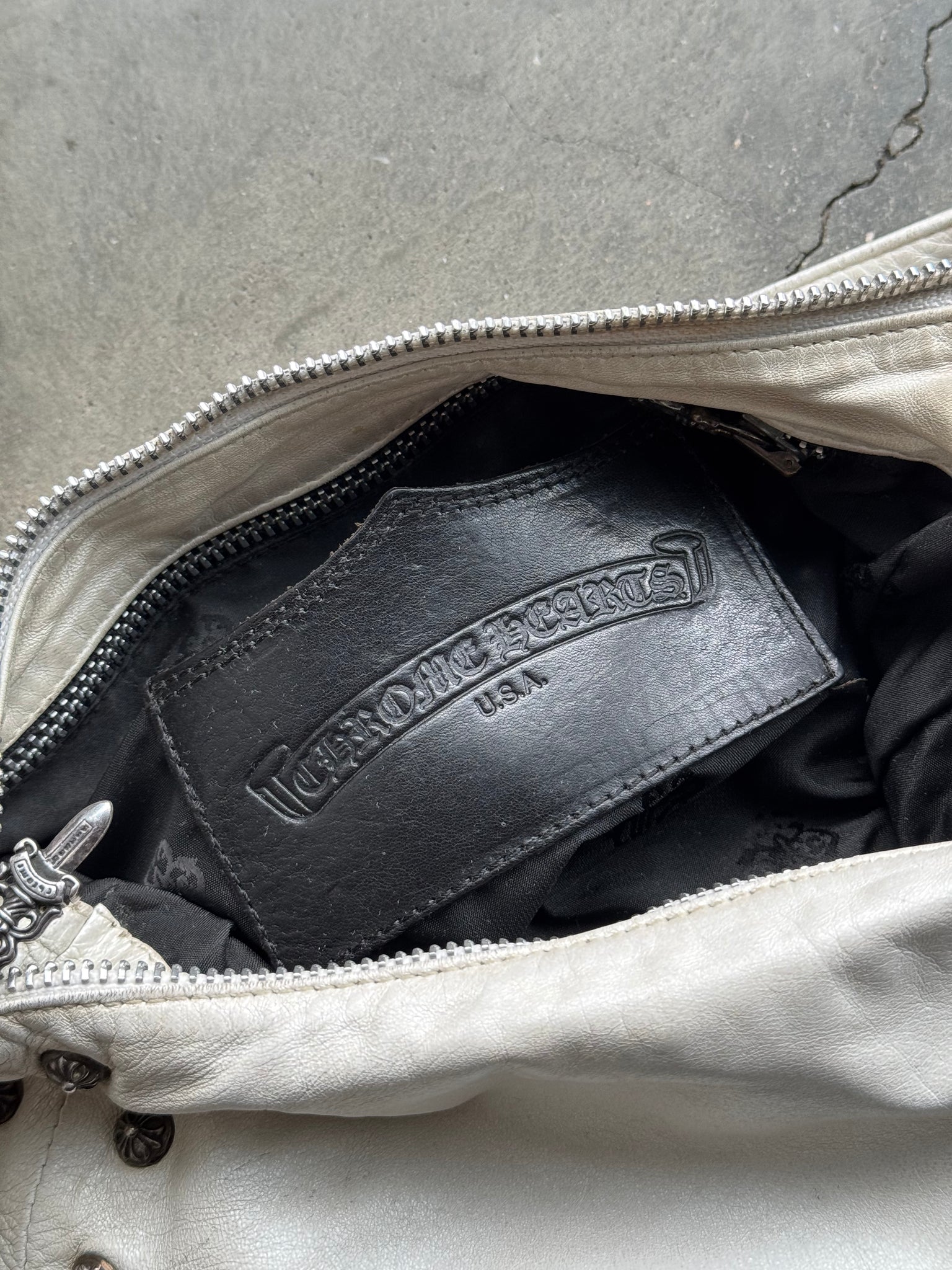 1990S CHROME HEARTS FLORAL STUDDED LEATHER HANDBAG