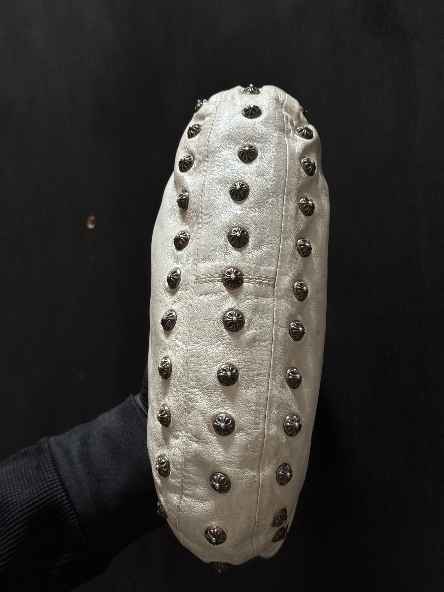 1990S CHROME HEARTS FLORAL STUDDED LEATHER HANDBAG