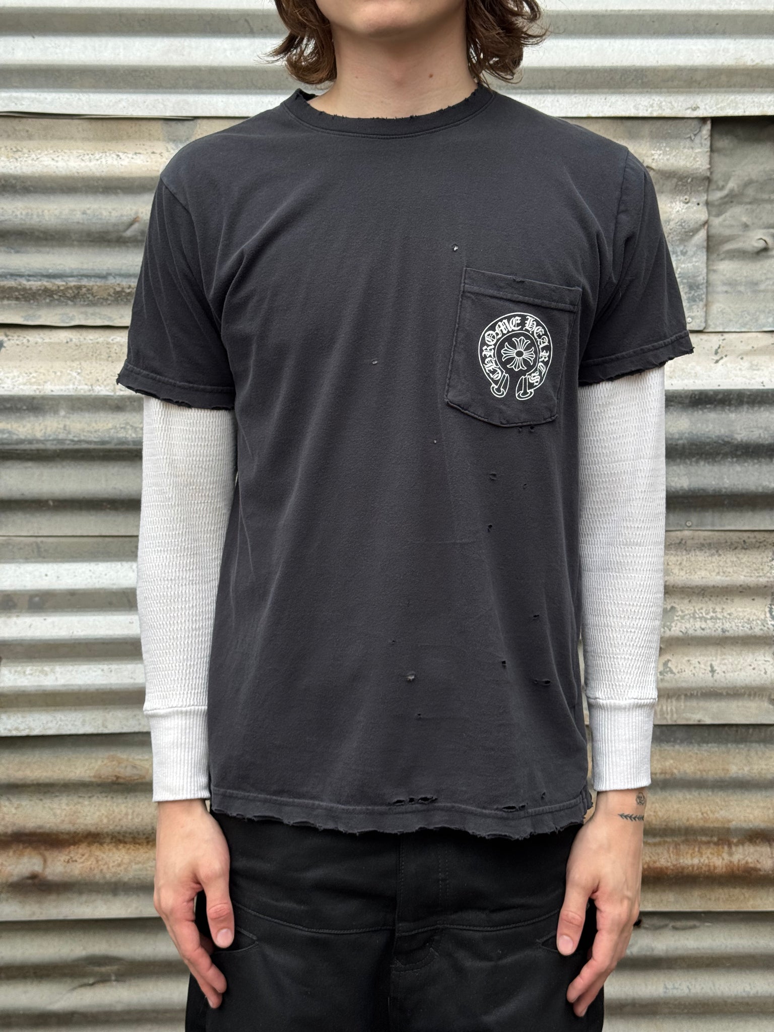 1990S CHROME HEARTS LOS ANGELES TEE + + 70S WAFFLE THERMAL