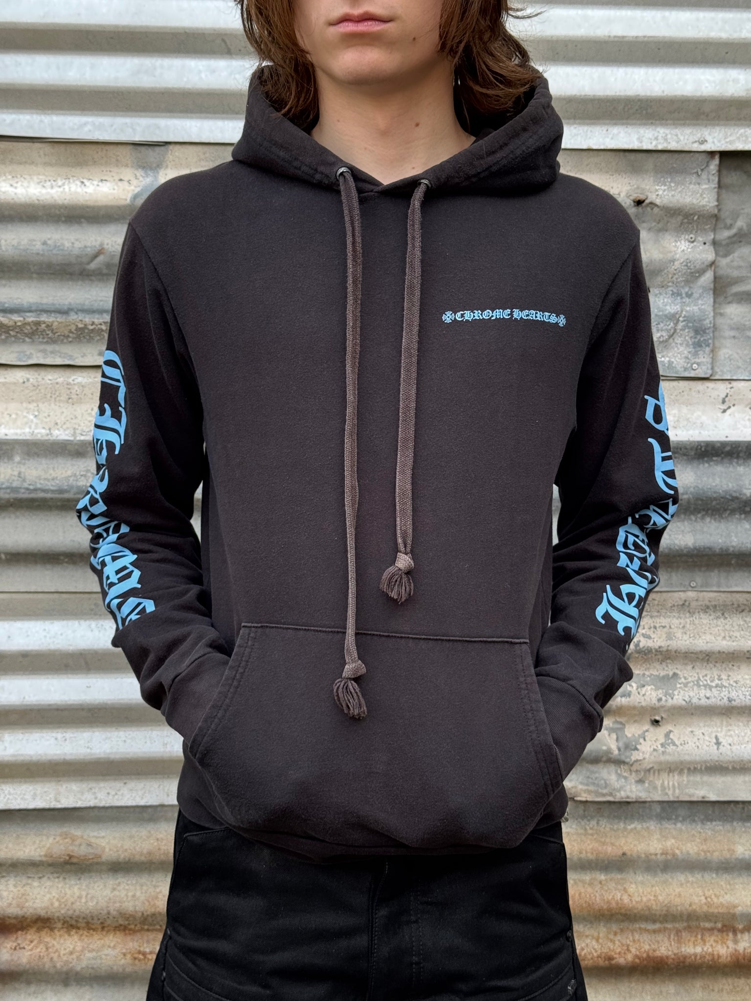 2000S CHROME HEARTS BLUE LOGO HOODED SWEATSHIRT