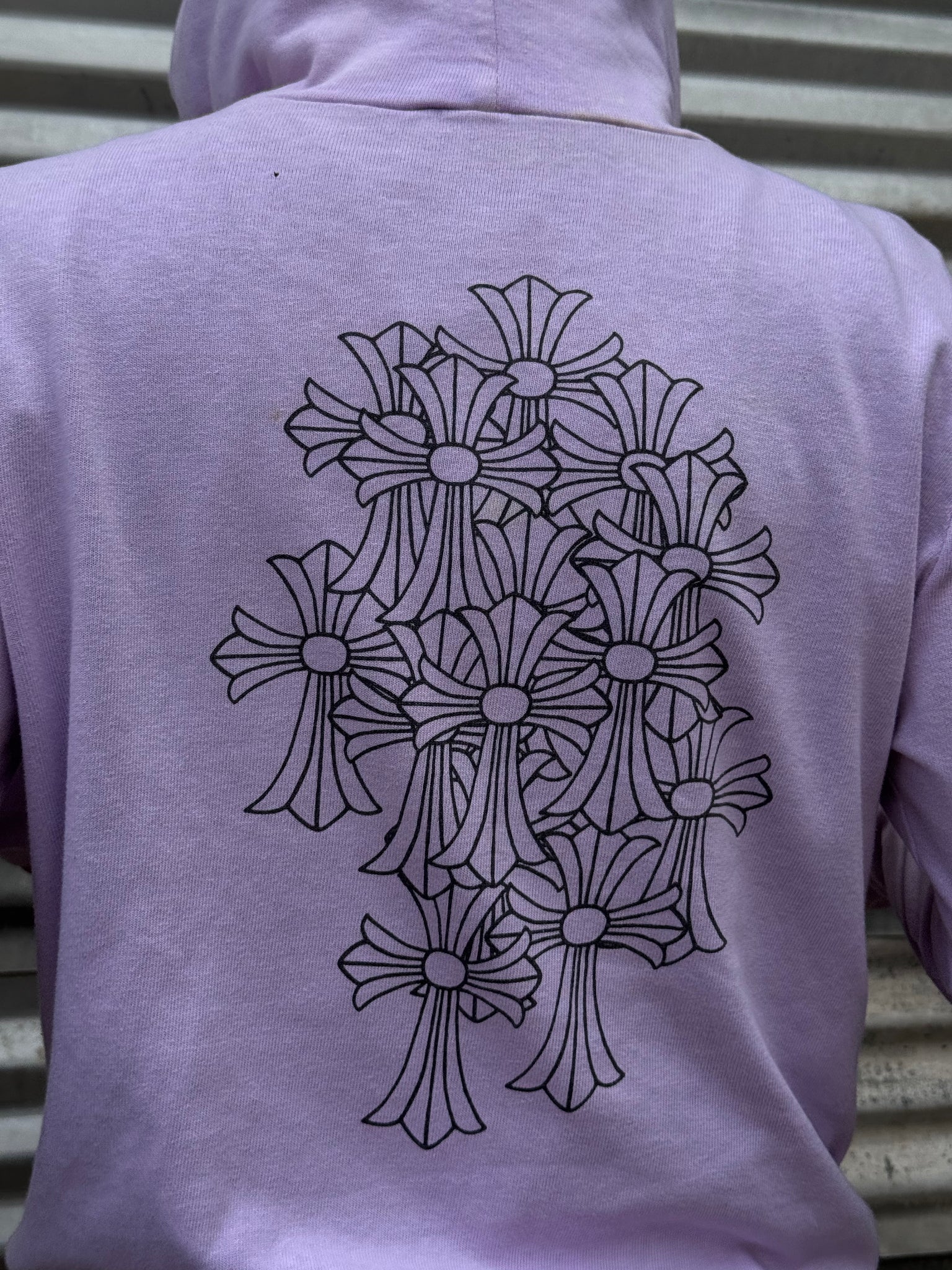2000S CHROME HEARTS PINK CROSS ZIP UP HOODED SWEATSHIRT
