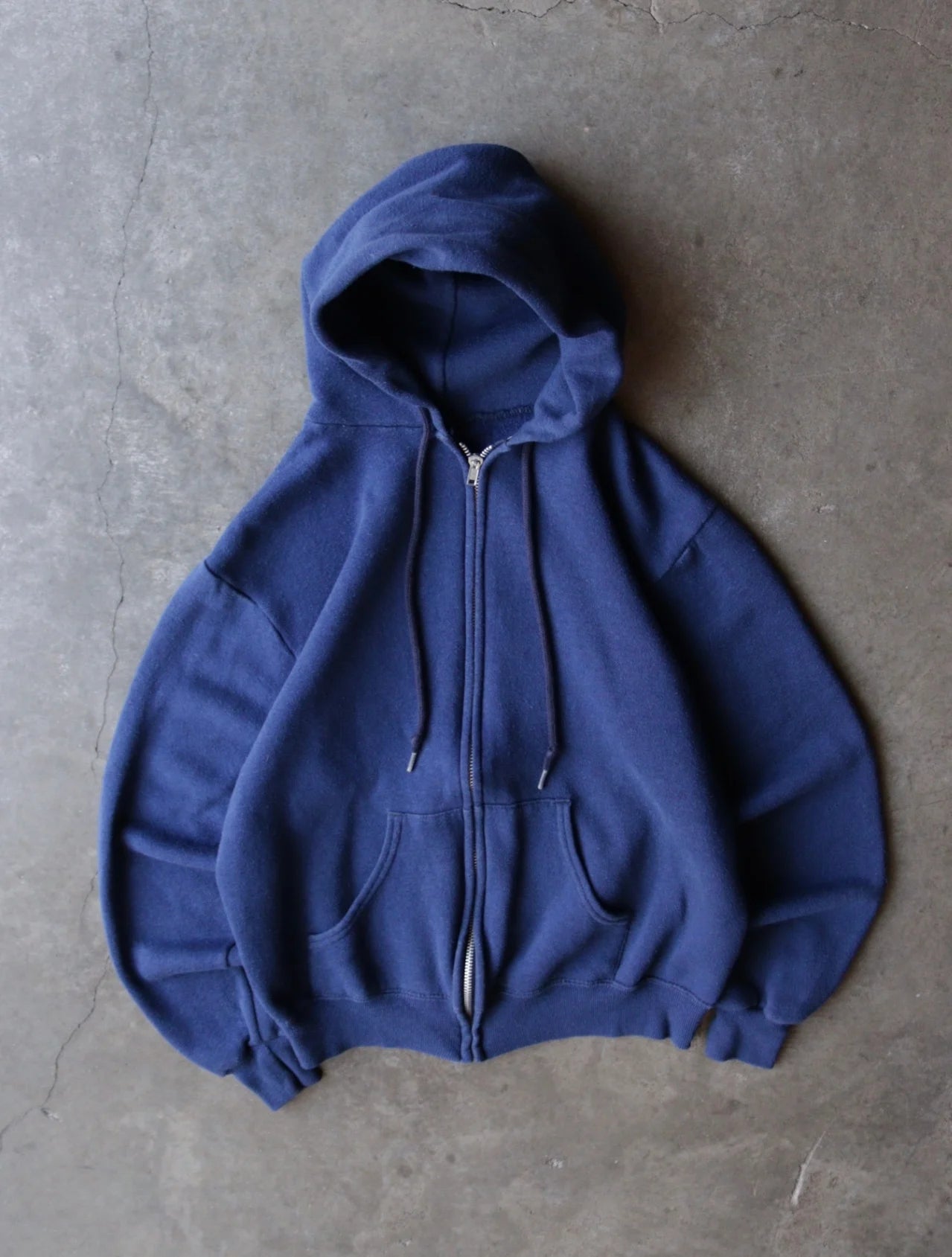 1980S BLUE ZIP UP HOODED SWEATSHIRT