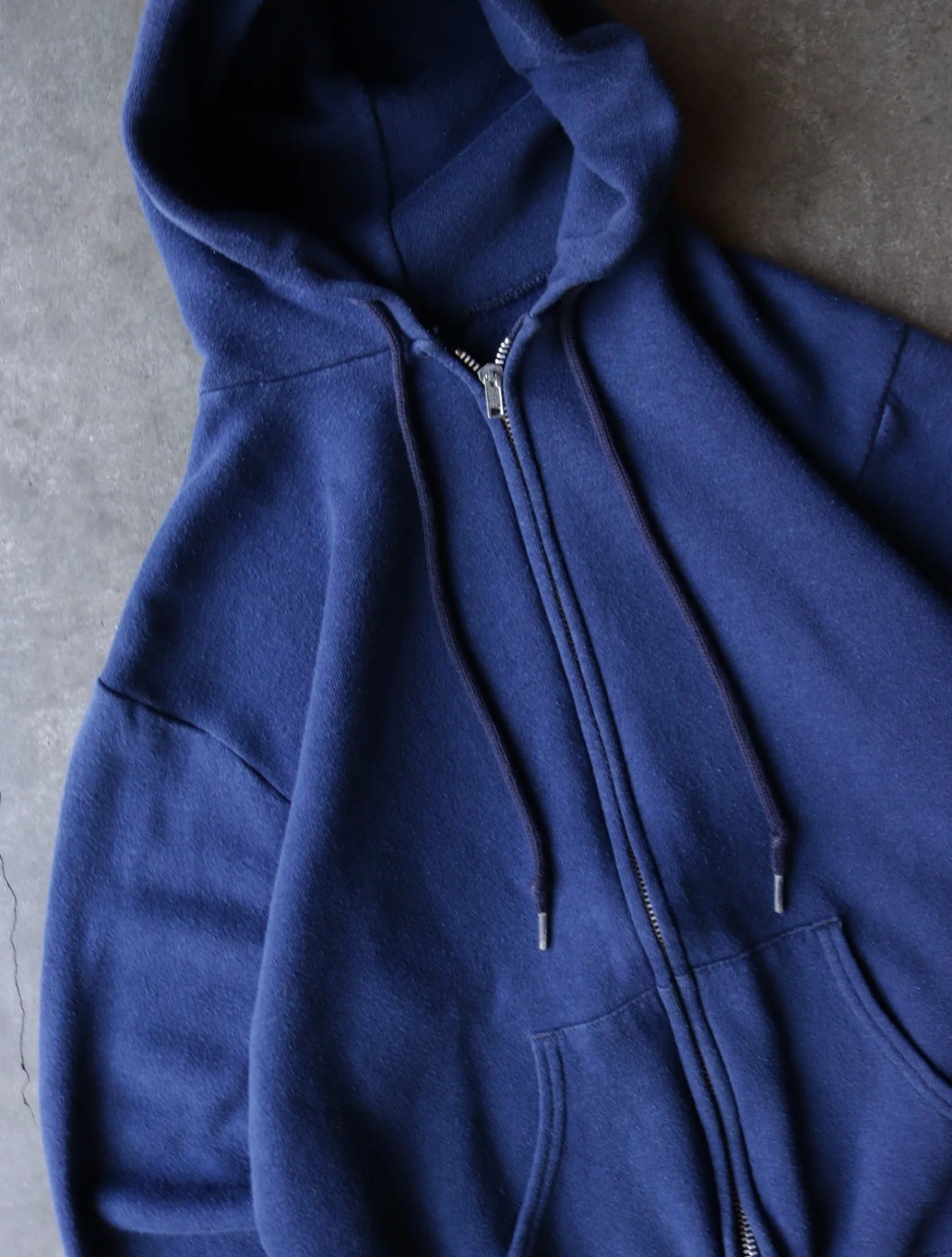 1980S BLUE ZIP UP HOODED SWEATSHIRT