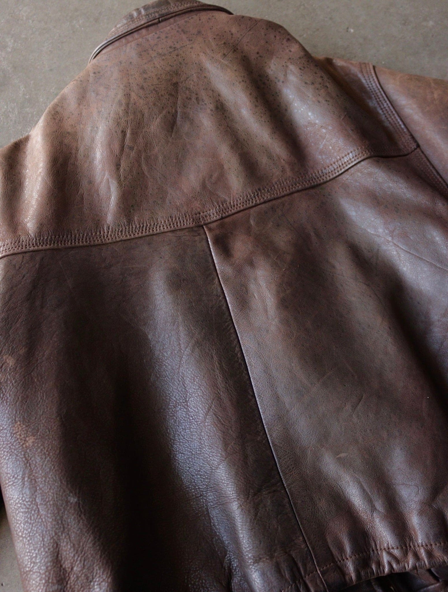 1980S BROWN FIREMAN CLASP LEATHER JACKET